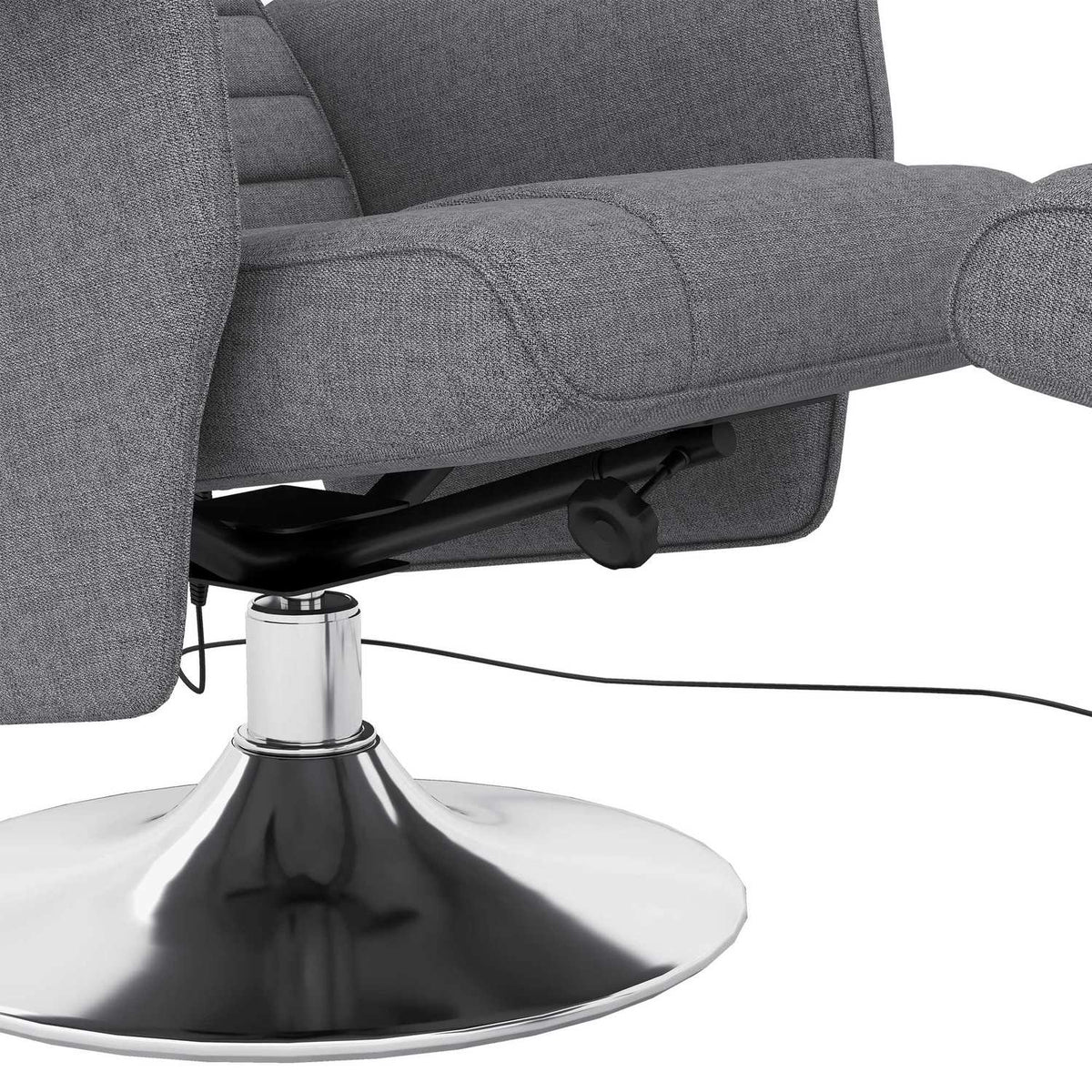 Tv Chair Footstool Electric Relaxation Chair Reclining Function Vibration Massage Remote Control Linen Look Dark Gray
