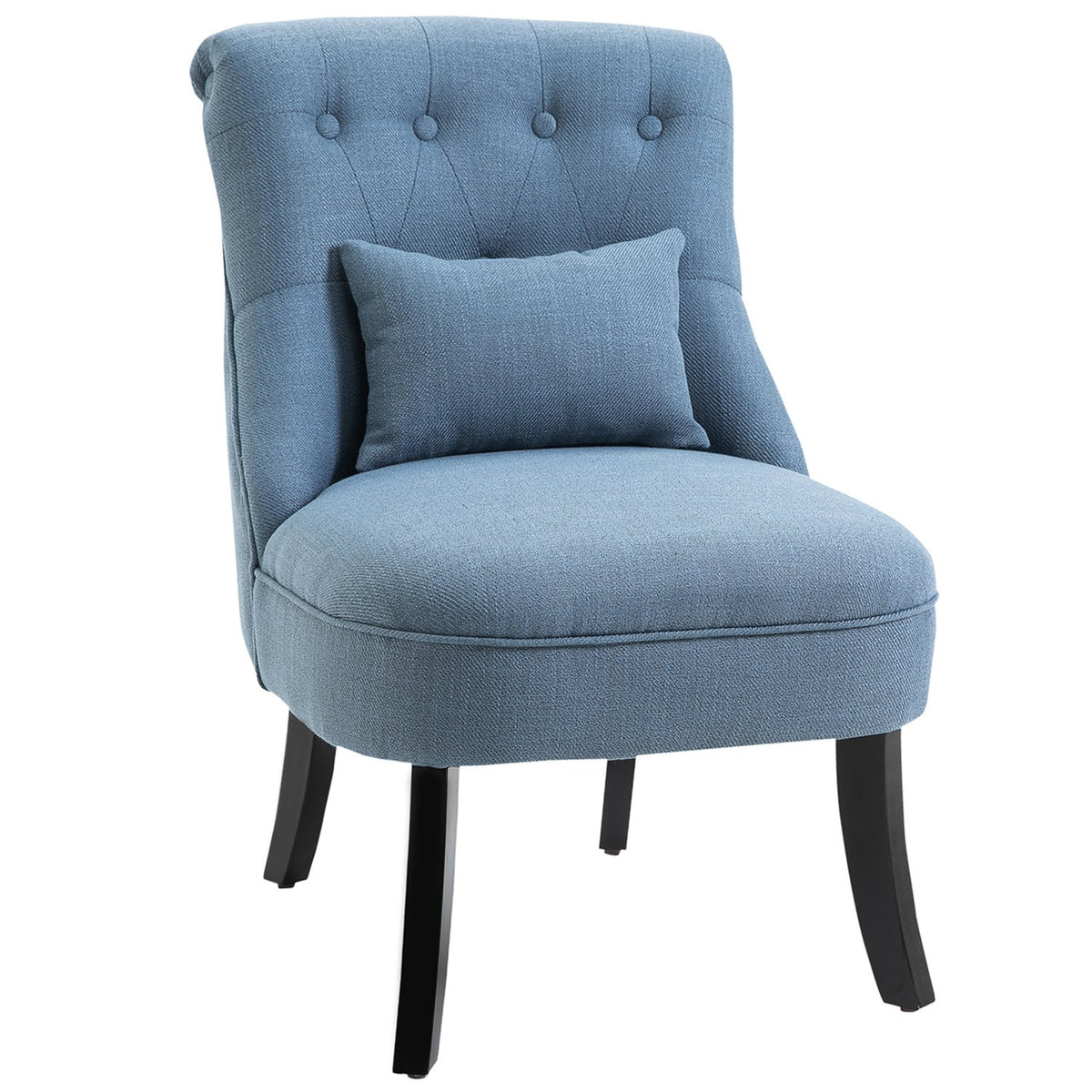 Tv Chair Relax Chair With Back Cushion, Raised Feet, Linen, Blue, 52.5X69X77Cm