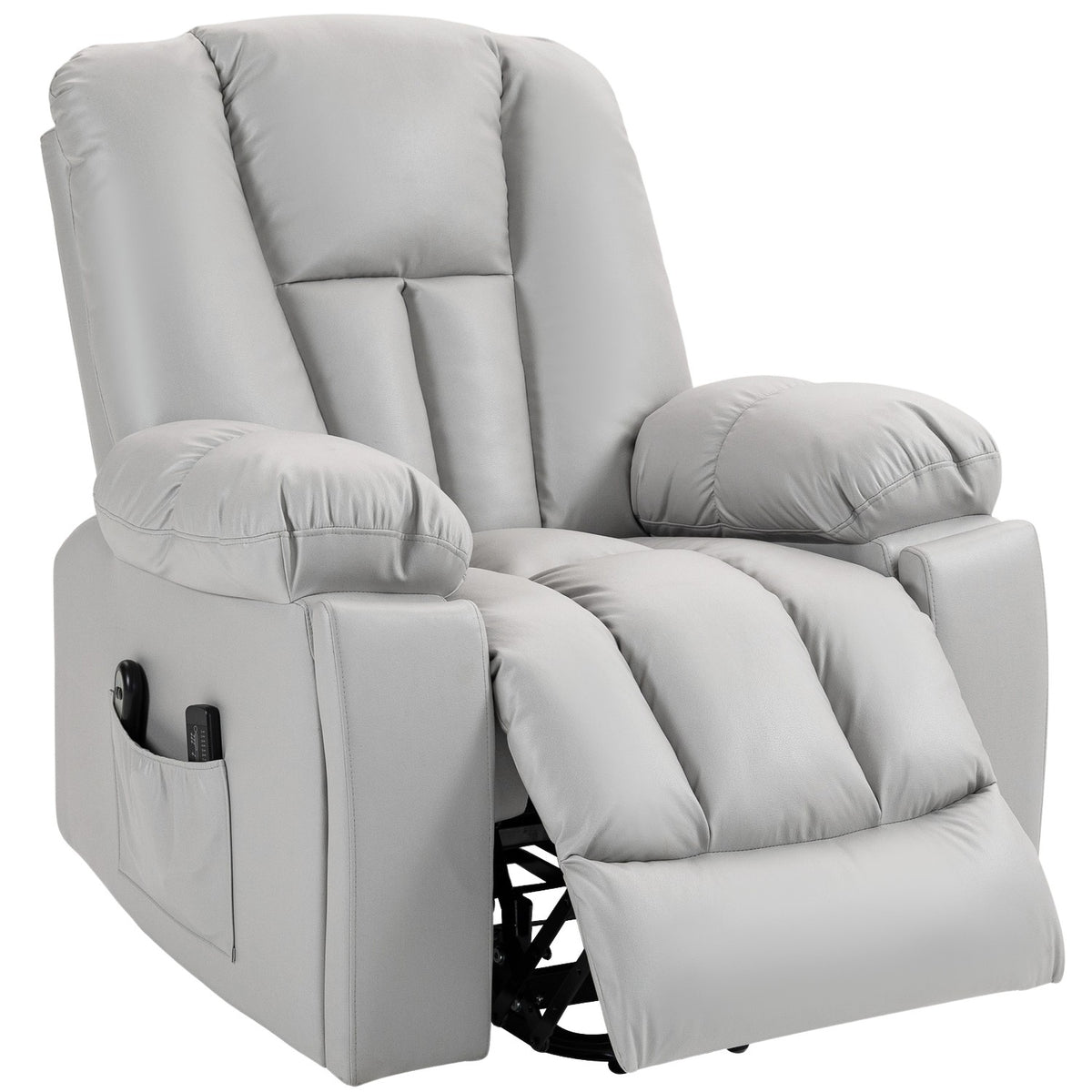 Tv Chair Stand-Up Aid Electric Relaxation Chair Reclining Function 4 Massage Modes Pocket Spring Core Remote Control Side Pocket Light Gray