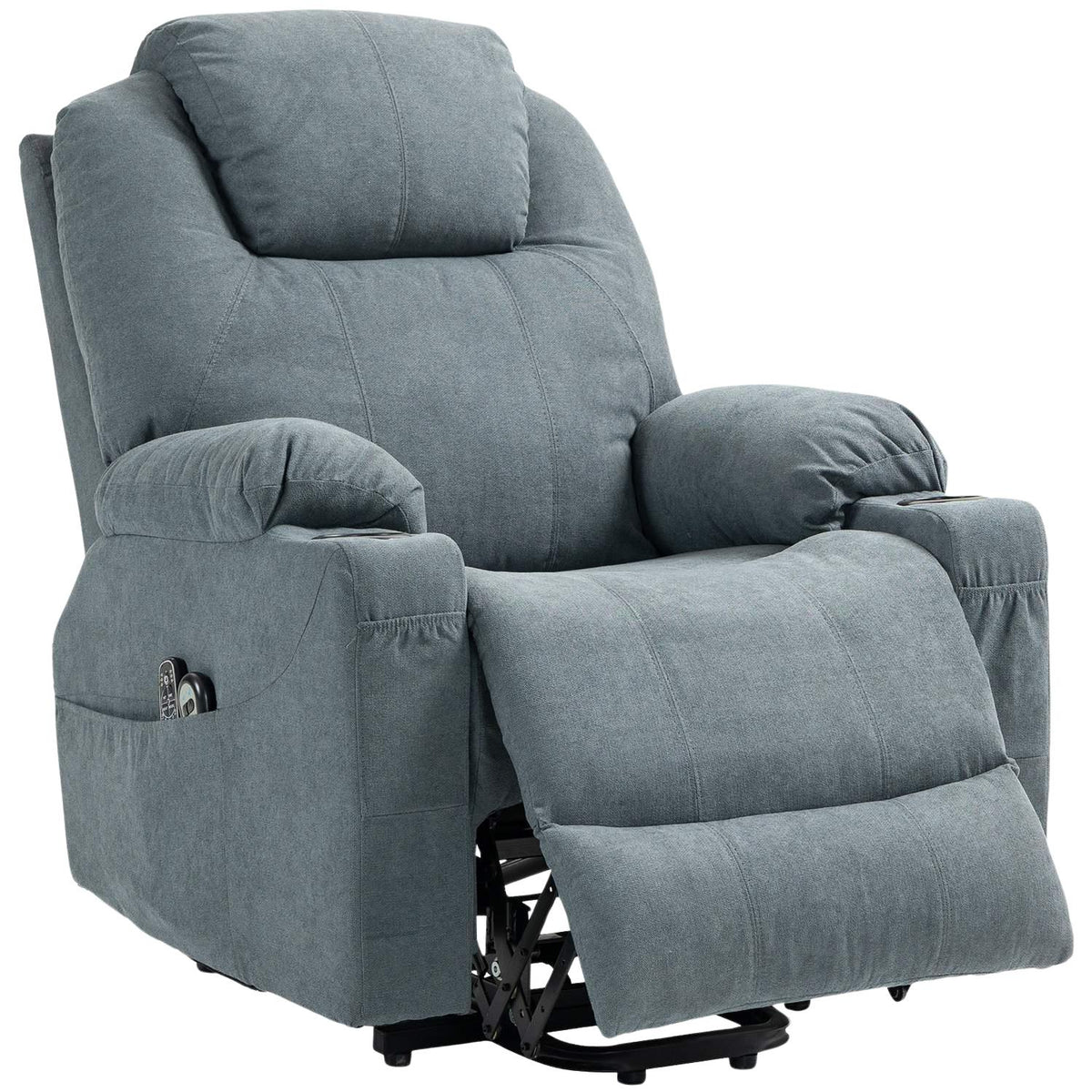Tv Chair Stand-Up Aid Electric Relaxation Chair Reclining Function Heating Function 1 Motor Massage Function Pocket Spring Core Dark Gray