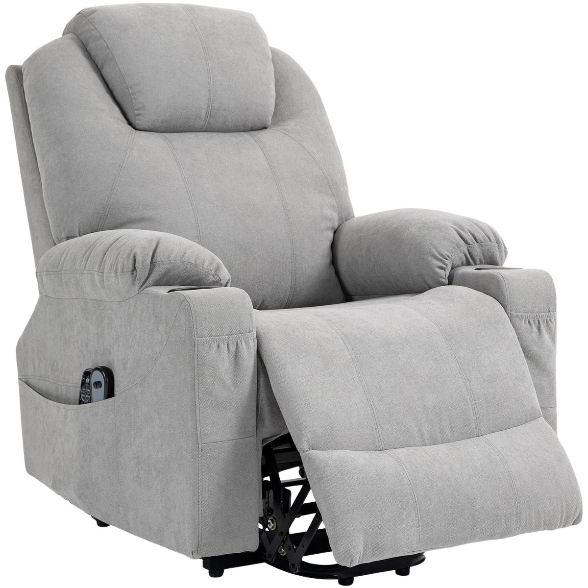 Tv Chair Stand-Up Aid Electric Relaxation Chair Reclining Function Heating Function 1 Motor Massage Function Pocket Spring Core Light Gray