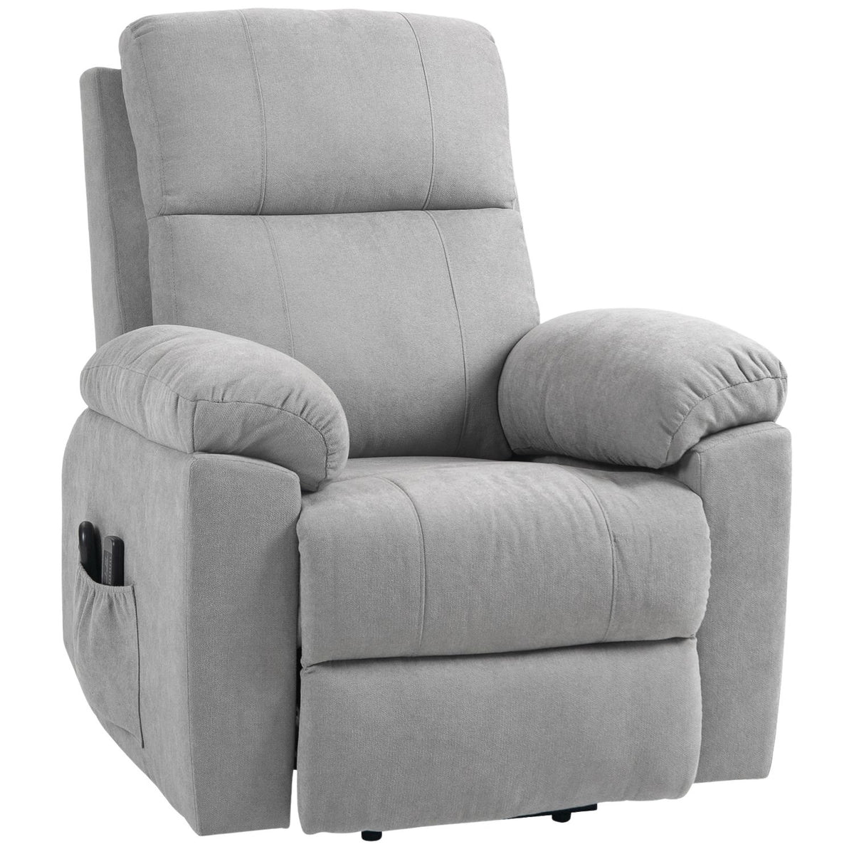 Tv Chair Stand-Up Aid Electric Relaxation Chair Reclining Function Remote Control Massage Chair Side Pocket Linen Look Light Gray