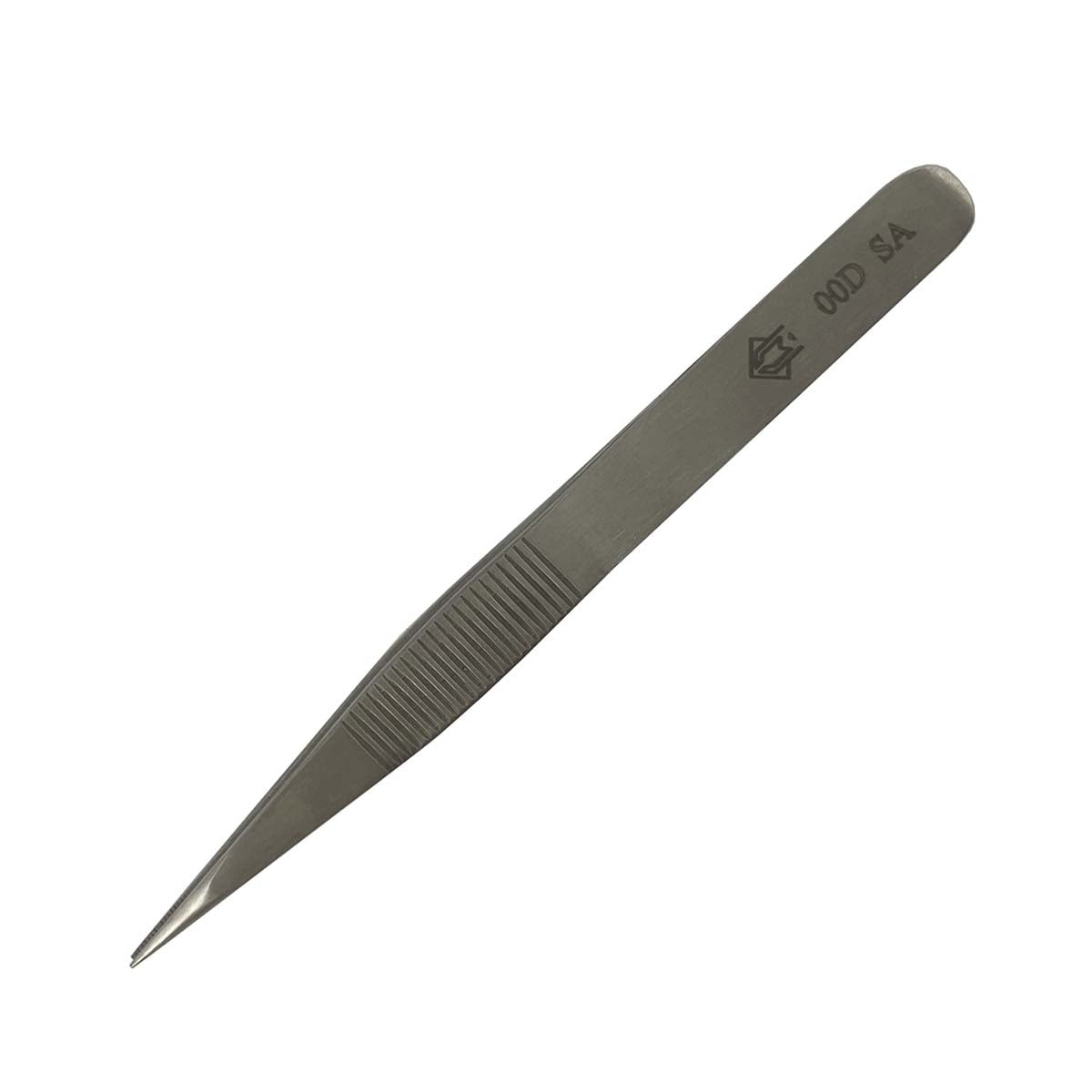 Tweezers with thick, strong, internally toothed tips and finger grooves