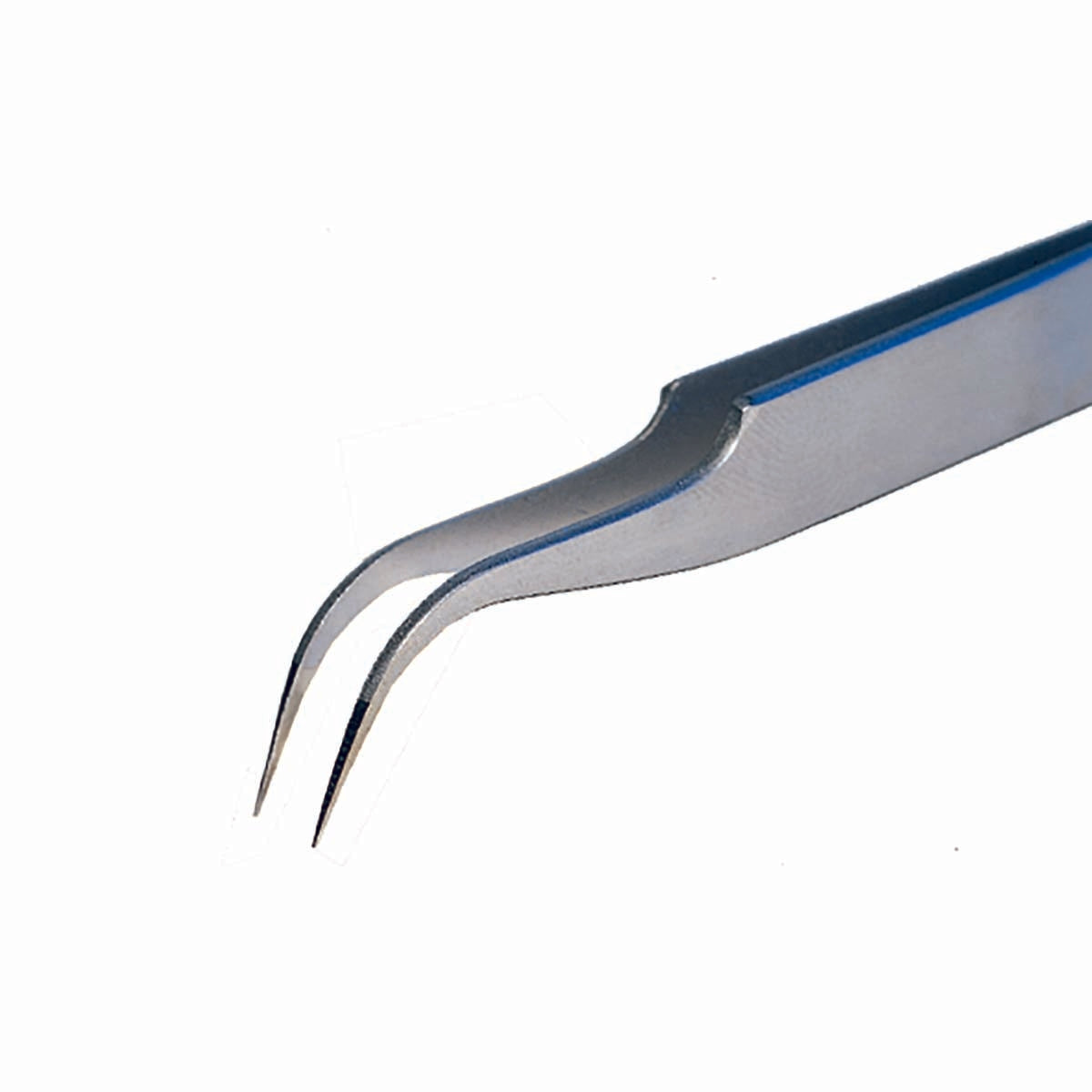 Tweezers with very finely curved tips for easy grip in tight spaces