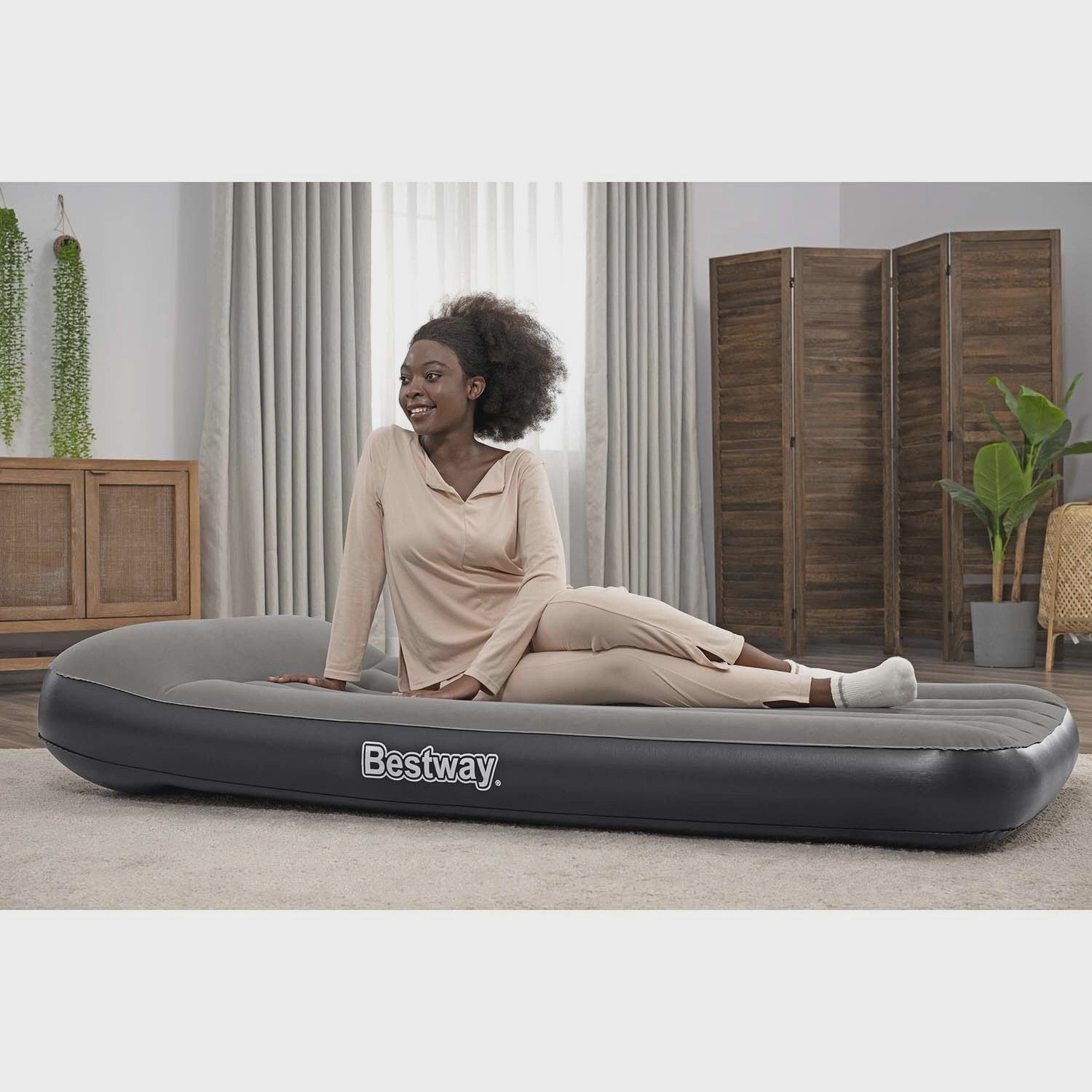Twin Air Mattress with USB Pump, 1.88m x 99cm x 30cm