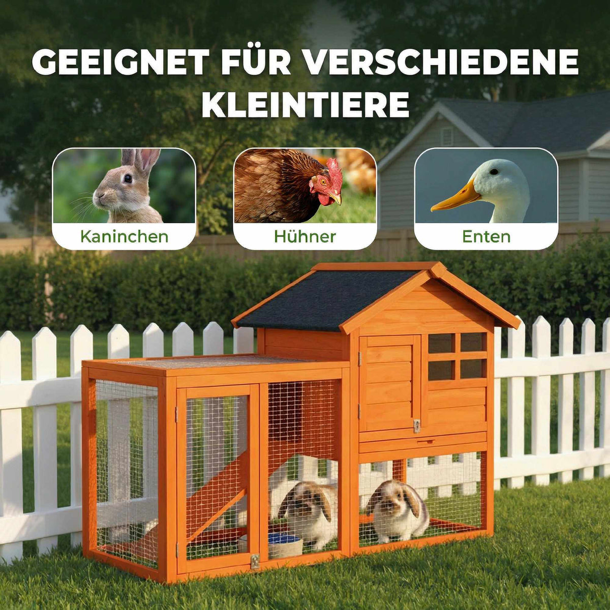 Two-Level Rabbit Hutch with Waterproof Roof, Wood, Indoor/Outdoor
