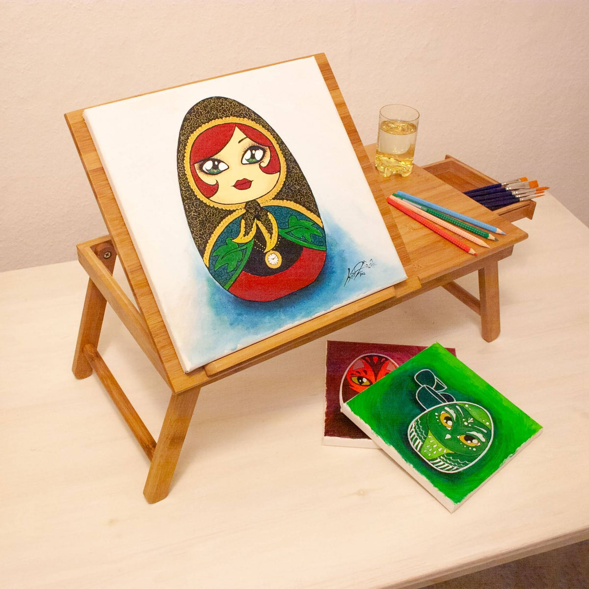 Two-part bamboo bed tray