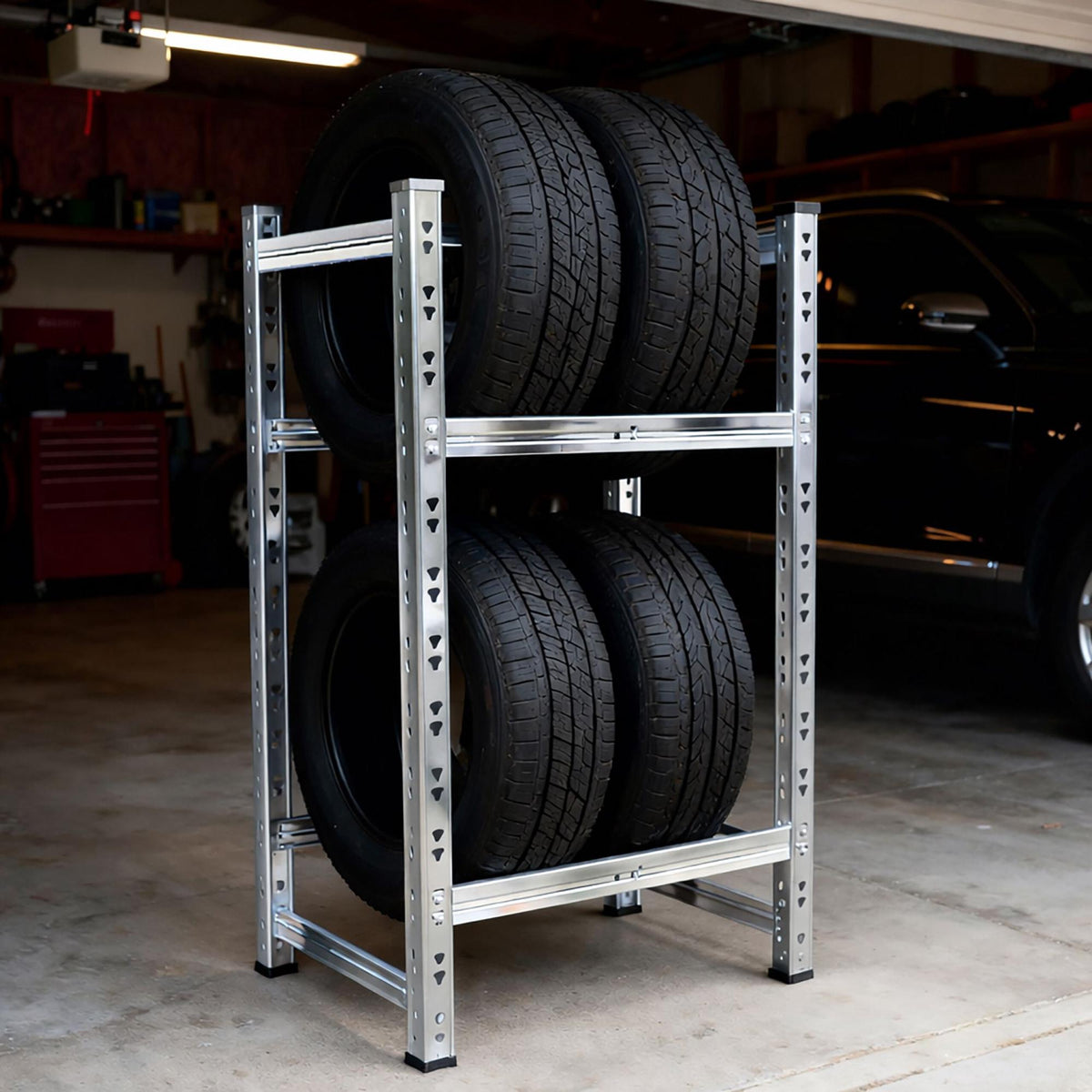 Tyre Rack for 4–6 Tyres, Adjustable Steel Frame