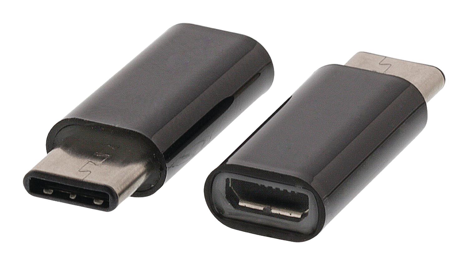 USB 2.0 Adapter USB-C Male - USB Micro B female Black