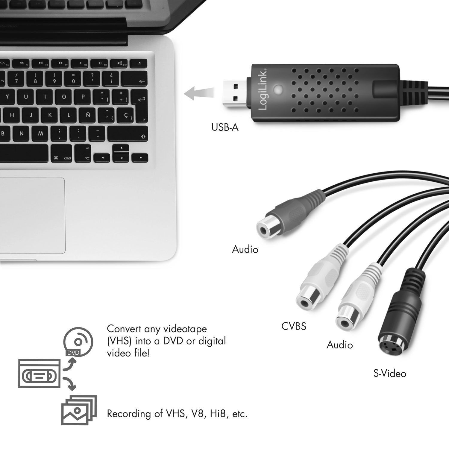 USB 2.0 Audio/Video grabber RCA + SVHS