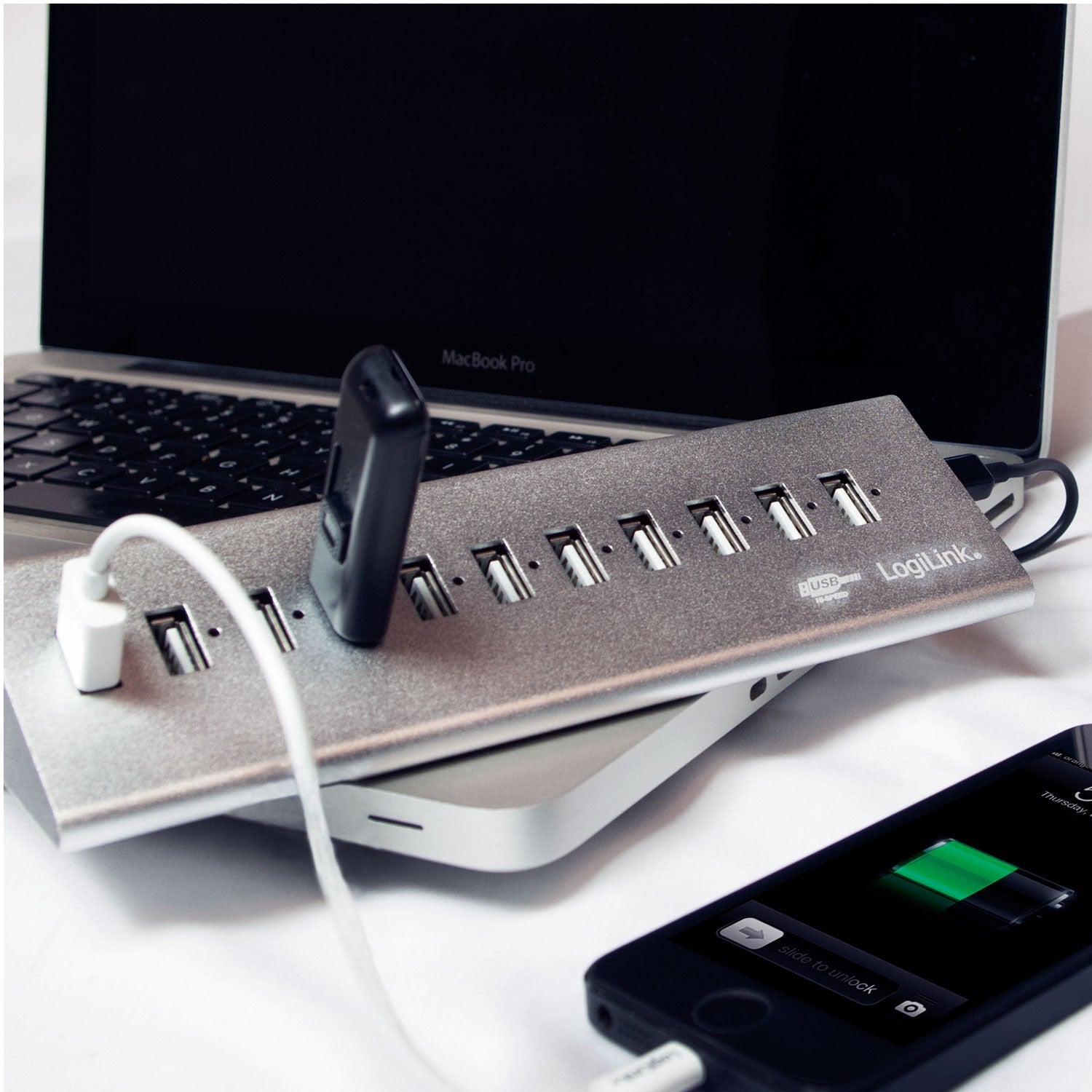 USB 2.0 hub 10+1 fast charge