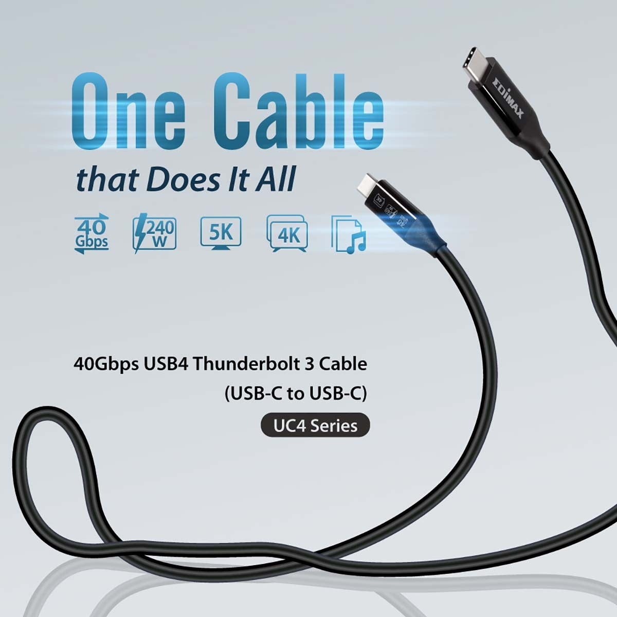 USB4/Thunderbolt3 Cable, 40G, 2 meter, Type C to Type C