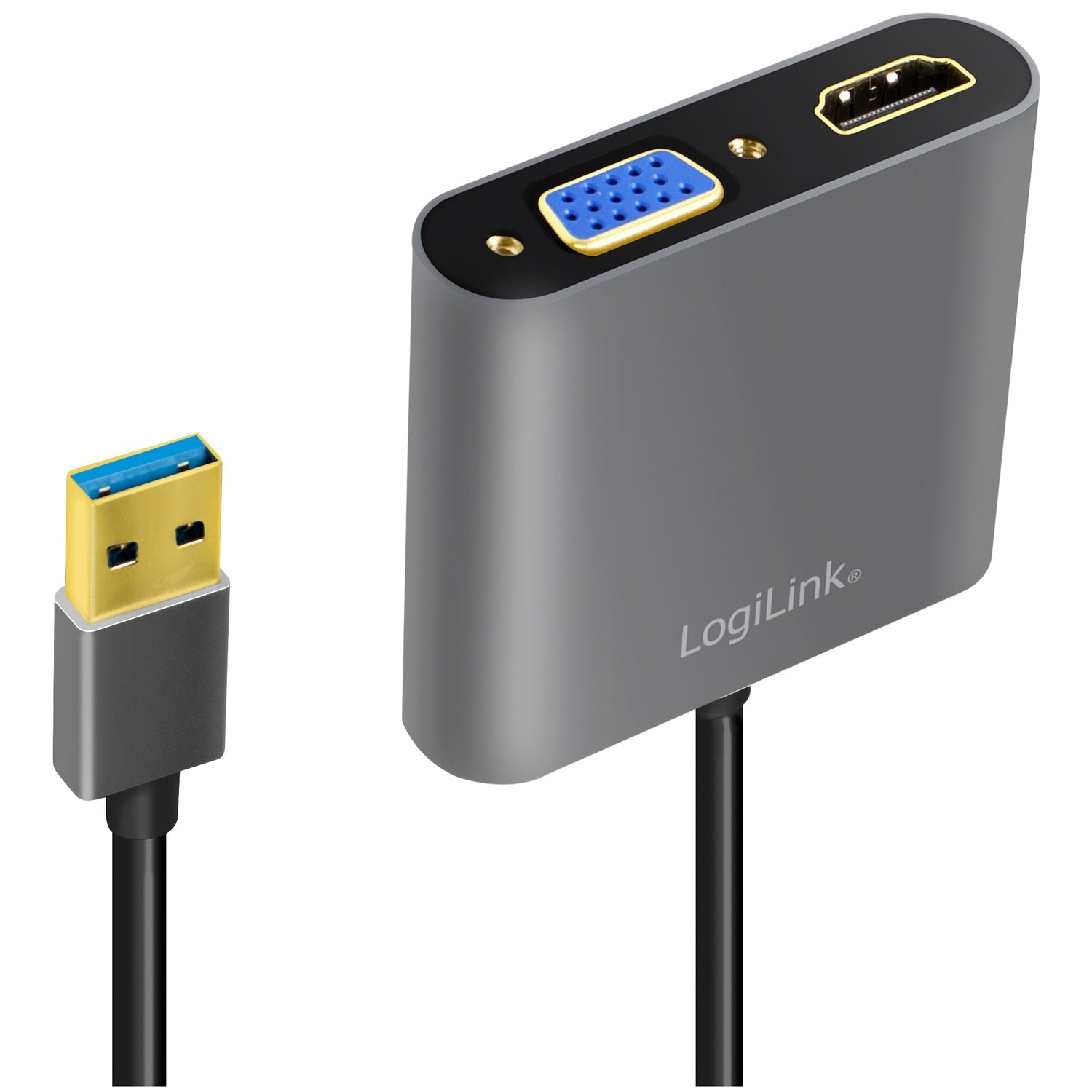 USB-A 3.0 -> HDMI-Female + VGA-Female Adapter