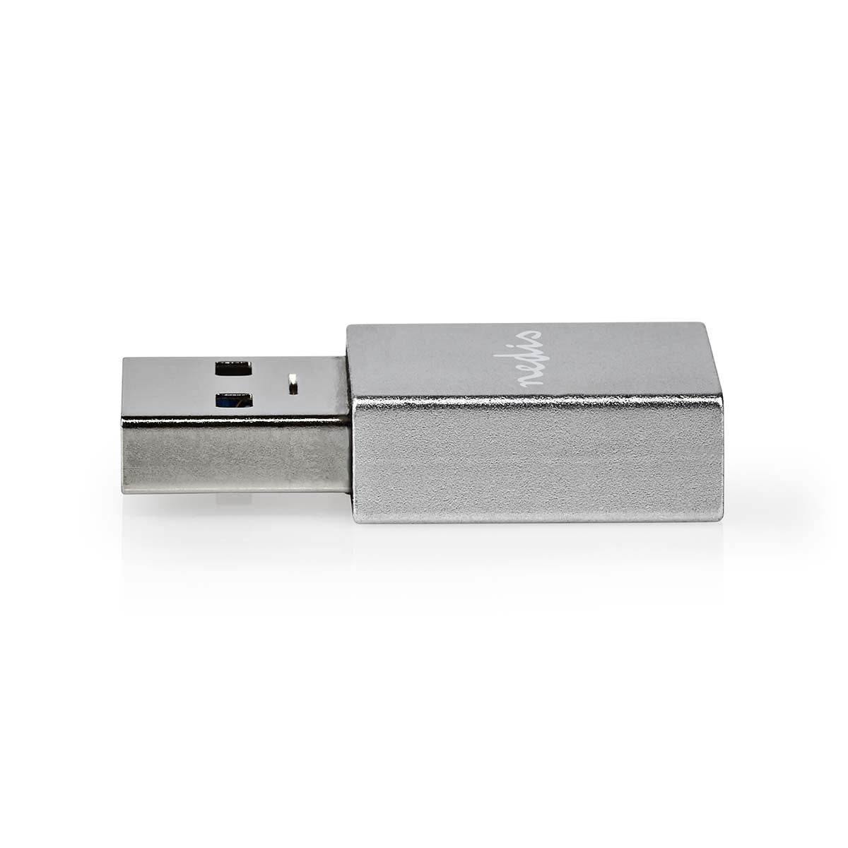 USB-A Adapter | USB 3.2 Gen 1 | USB-A Male | USB-C™ Female | 5 Gbps | Round | Nickel Plated | Silver | Lid