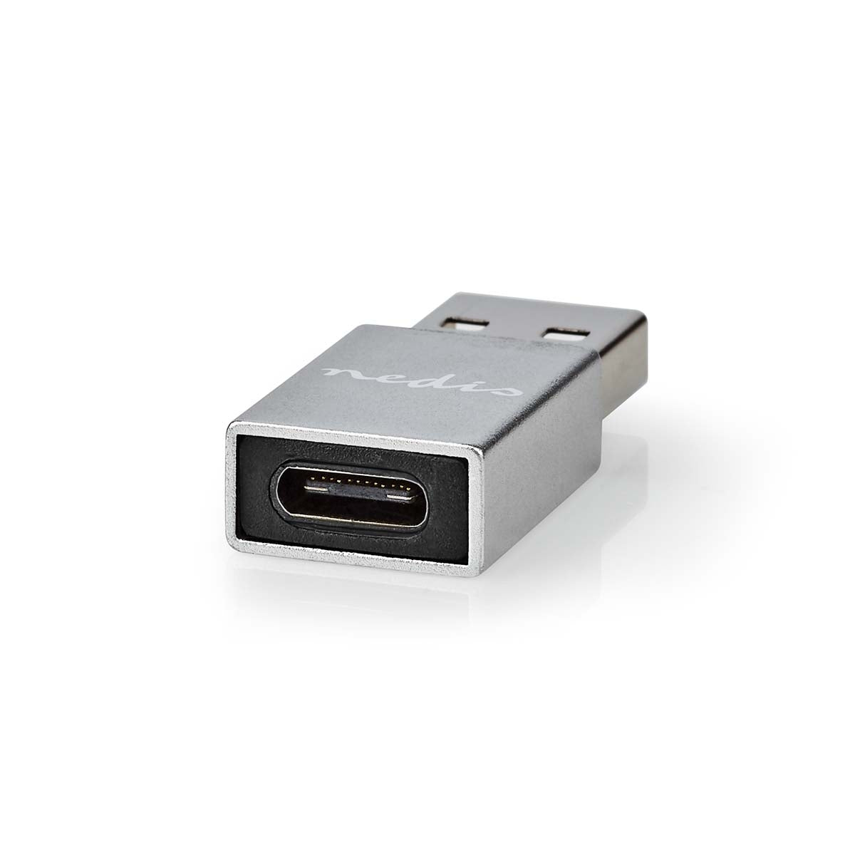 USB-A Adapter | USB 3.2 Gen 1 | USB-A Male | USB-C™ Female | 5 Gbps | Round | Nickel Plated | Silver | Lid