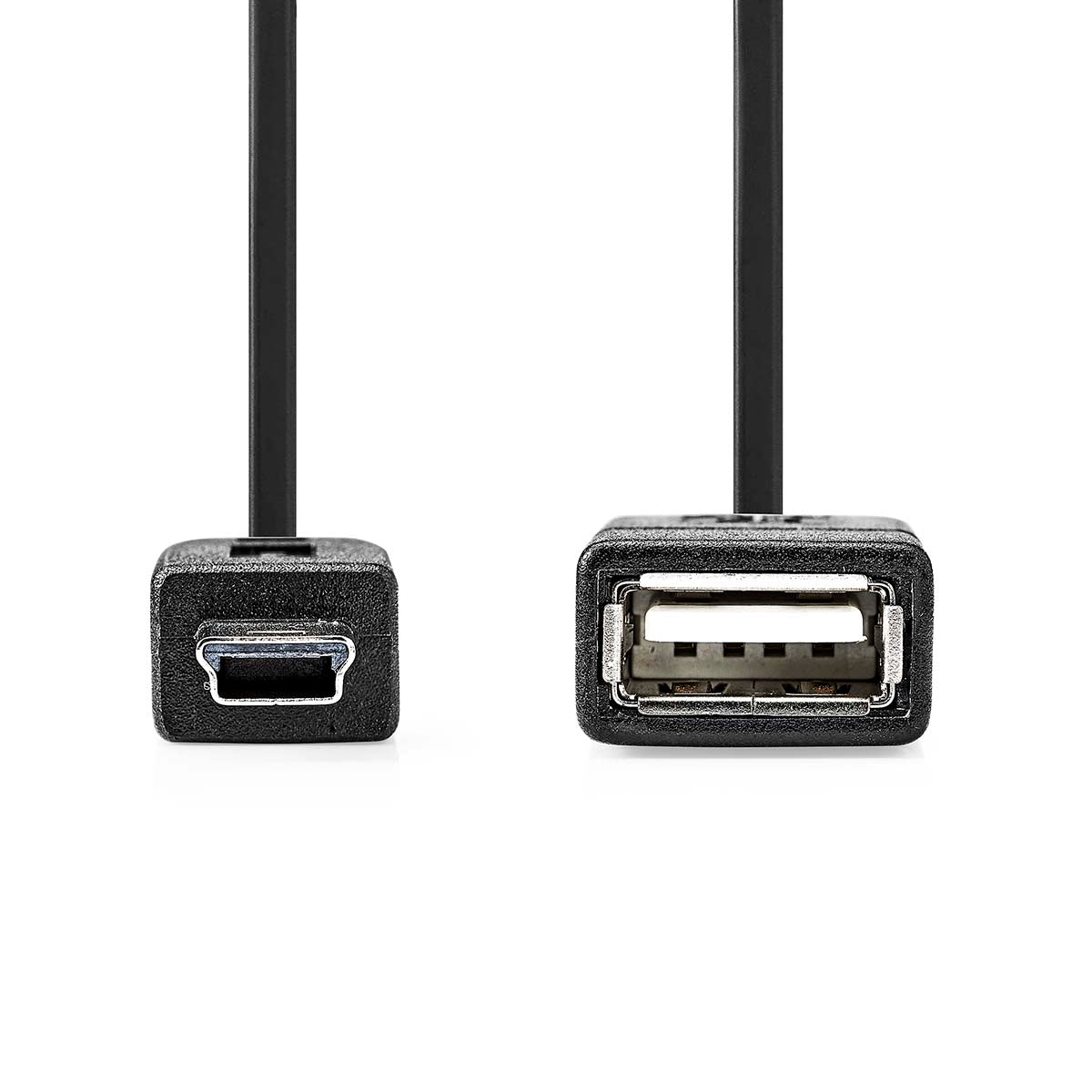 USB Adapter | USB 2.0 | Mini 5-Pin Male | USB-A Female | 480 Mbps | OTG | 0.20 m | Round | Nickel Plated | Black | Box