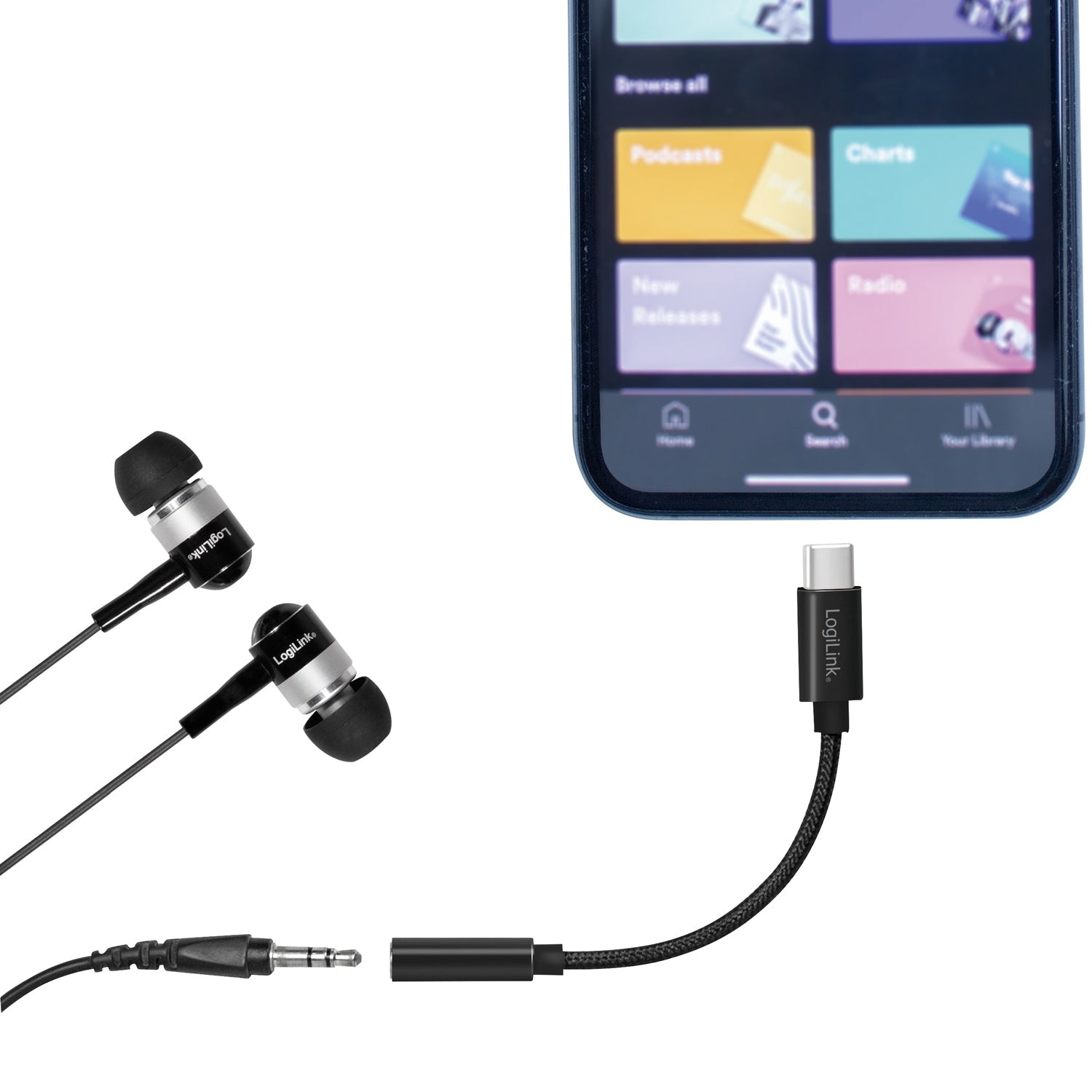 USB-C 3.5mm audio adapter with DAC 13cm nylon cable