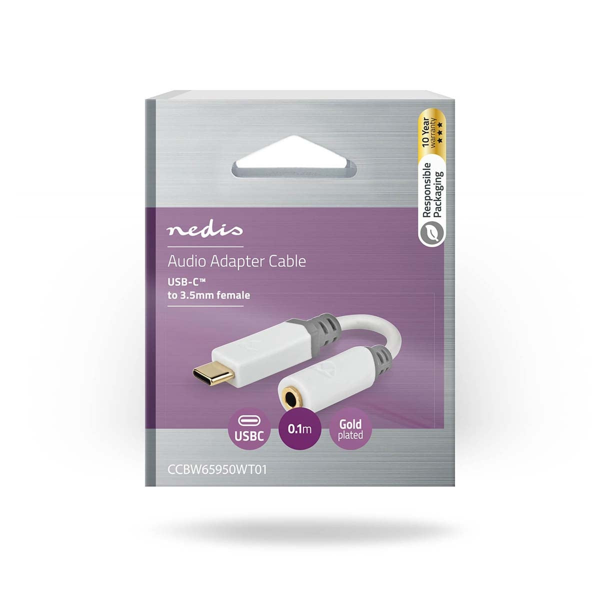 USB-C™ Adapter | USB 2.0 | USB-C™ Male | 3.5 mm Female | 0.10 m | Round | Gold Plated | PVC | White | Box