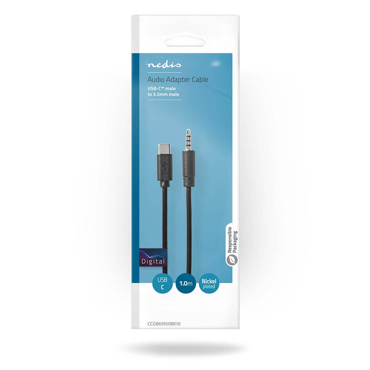 USB-C™ Adapter | USB 2.0 | USB-C™ Male | 3.5 mm Male | 1.00 m | Round | Nickel Plated | PVC | Black | Box