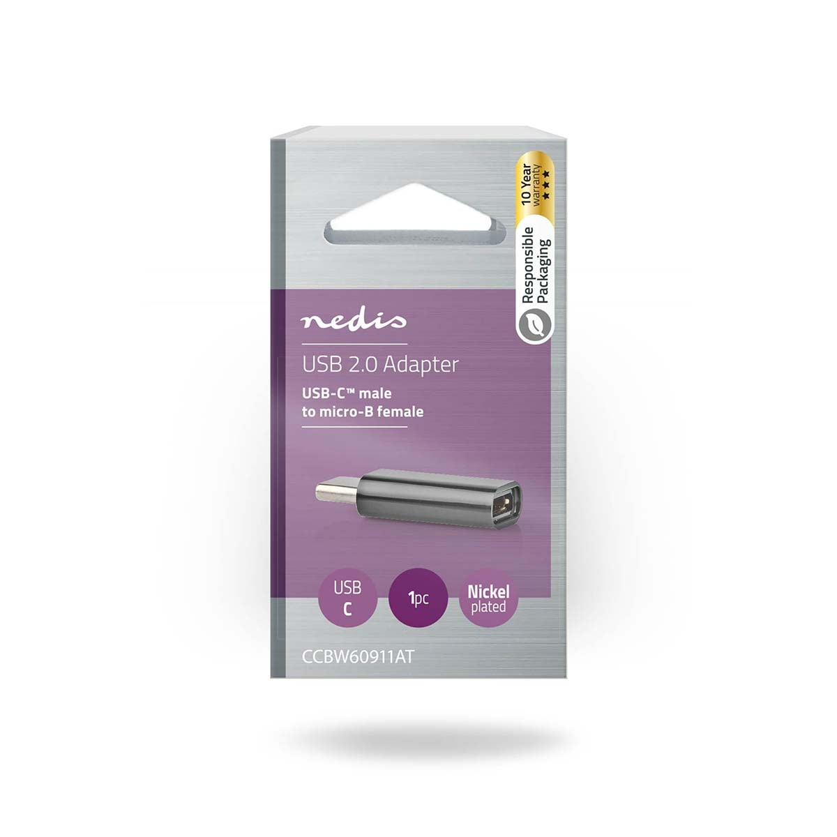 USB-C™ Adapter | USB 2.0 | USB-C™ Male | USB Micro-B Female | 480 Mbps | Round | Gold Plated | Anthracite | Box