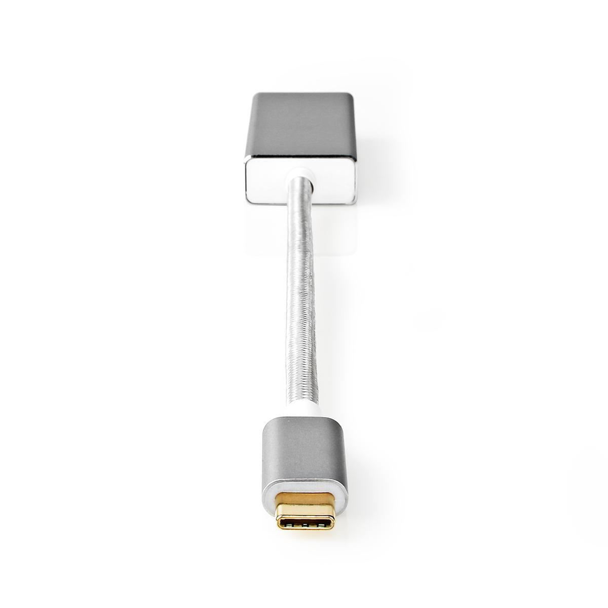USB-C™ Adapter | USB 3.2 Gen 1 | USB-C™ Male | DisplayPort Female | 0.20 m | Round | Gold Plated | Braided / Nylon | Silver | Carton with covered window