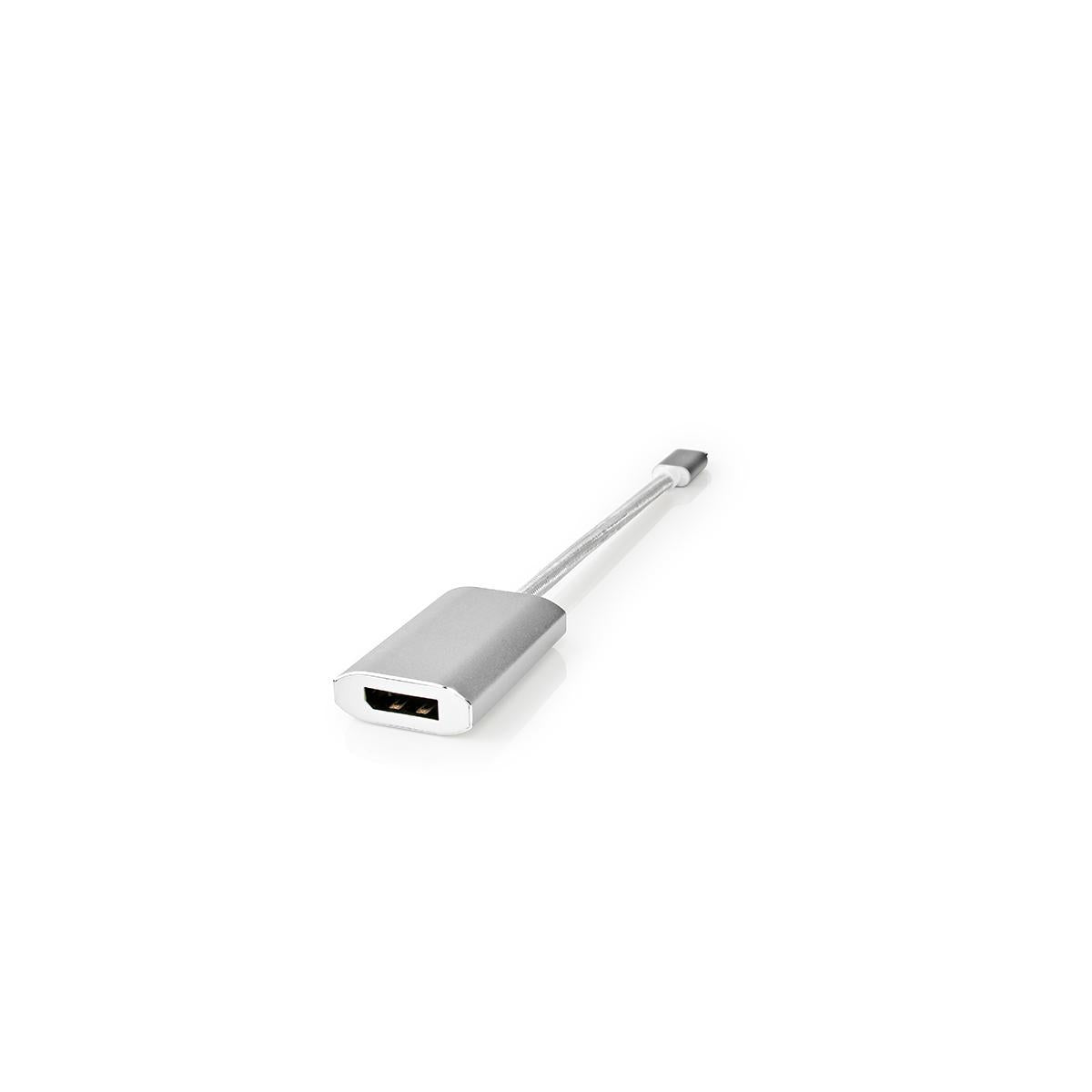 USB-C™ Adapter | USB 3.2 Gen 1 | USB-C™ Male | DisplayPort Female / USB-C™ Female | 4K@60Hz | Power delivery | 0.20 m | Round | Gold Plated | Braided / Nylon | Silver | Carton with covered window