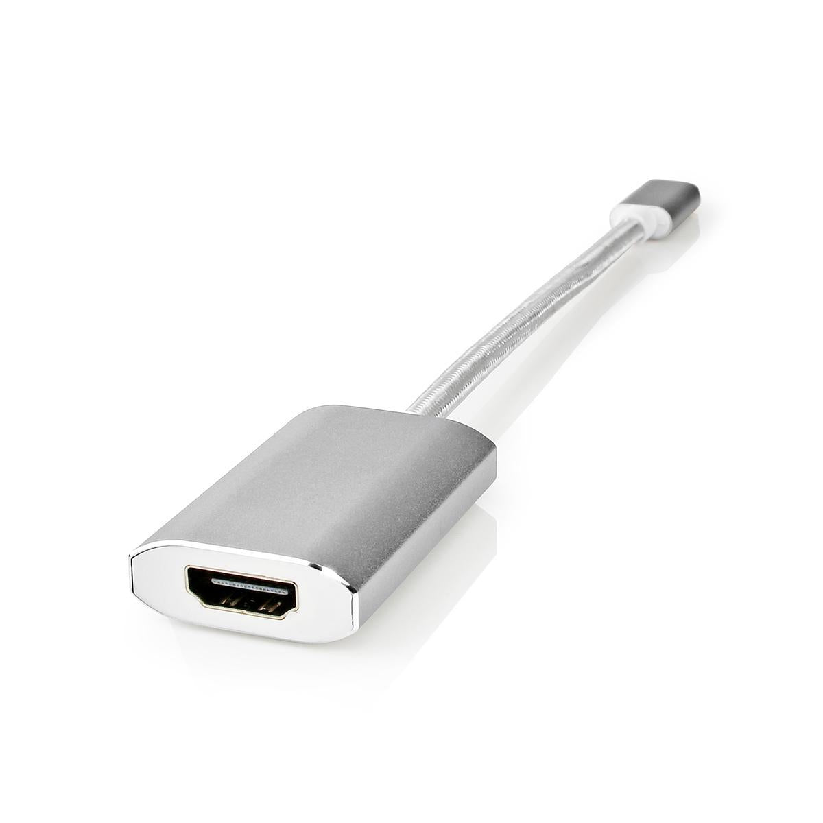 USB-C™ Adapter | USB 3.2 Gen 1 | USB-C™ Male | HDMI™ Female | 4K@60Hz | Power delivery | 0.20 m | Round | Gold Plated | Braided / Nylon | Silver | Carton with covered window