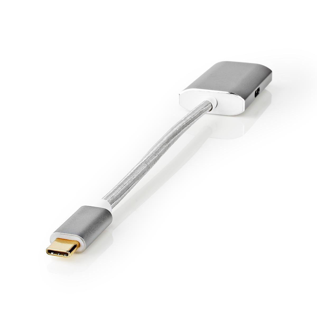 USB-C™ Adapter | USB 3.2 Gen 1 | USB-C™ Male | HDMI™ Female | 4K@60Hz | Power delivery | 0.20 m | Round | Gold Plated | Braided / Nylon | Silver | Carton with covered window