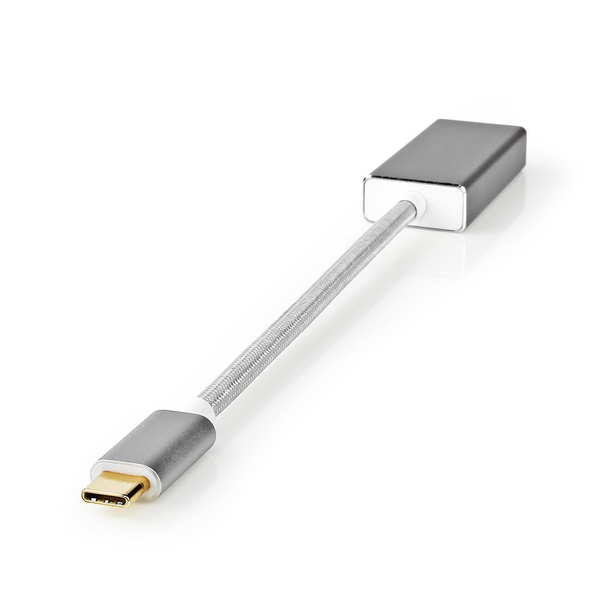 USB-C™ Adapter | USB 3.2 Gen 1 | USB-C™ Male | Mini DisplayPort Female | 0.20 m | Round | Gold Plated | Braided / Nylon | Silver | Carton with covered window
