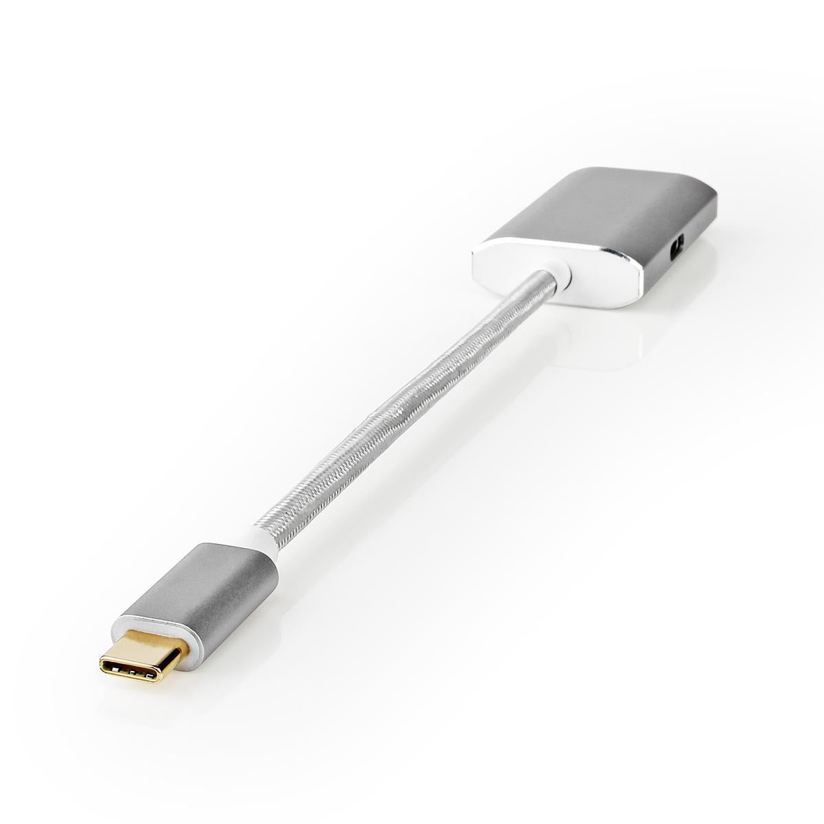 USB-C™ Adapter | USB 3.2 Gen 1 | USB-C™ Male | Mini DisplayPort Female | Power delivery | 0.20 m | Round | Gold Plated | Braided / Nylon | Silver | Carton with covered window