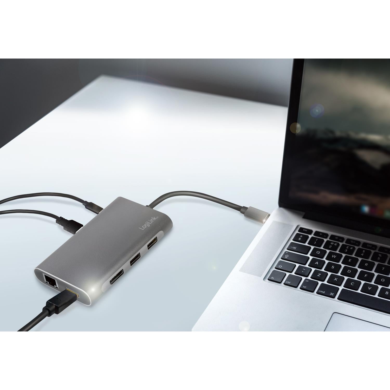 USB-C Dock 8-in-1 HDMI/DP/RJ45/USB/USB-C 100W