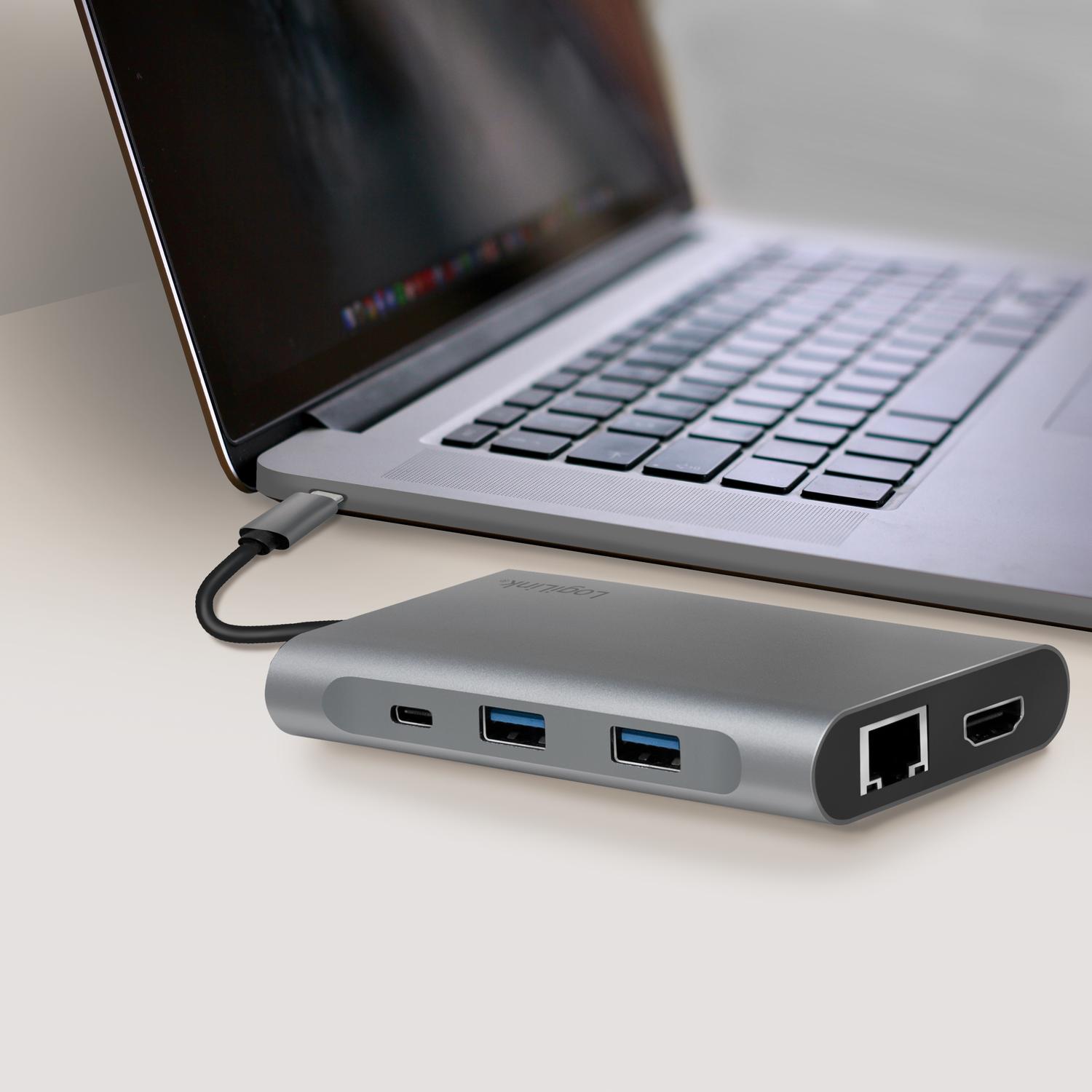 USB-C Dock 8-in-1 HDMI/DP/RJ45/USB/USB-C 100W