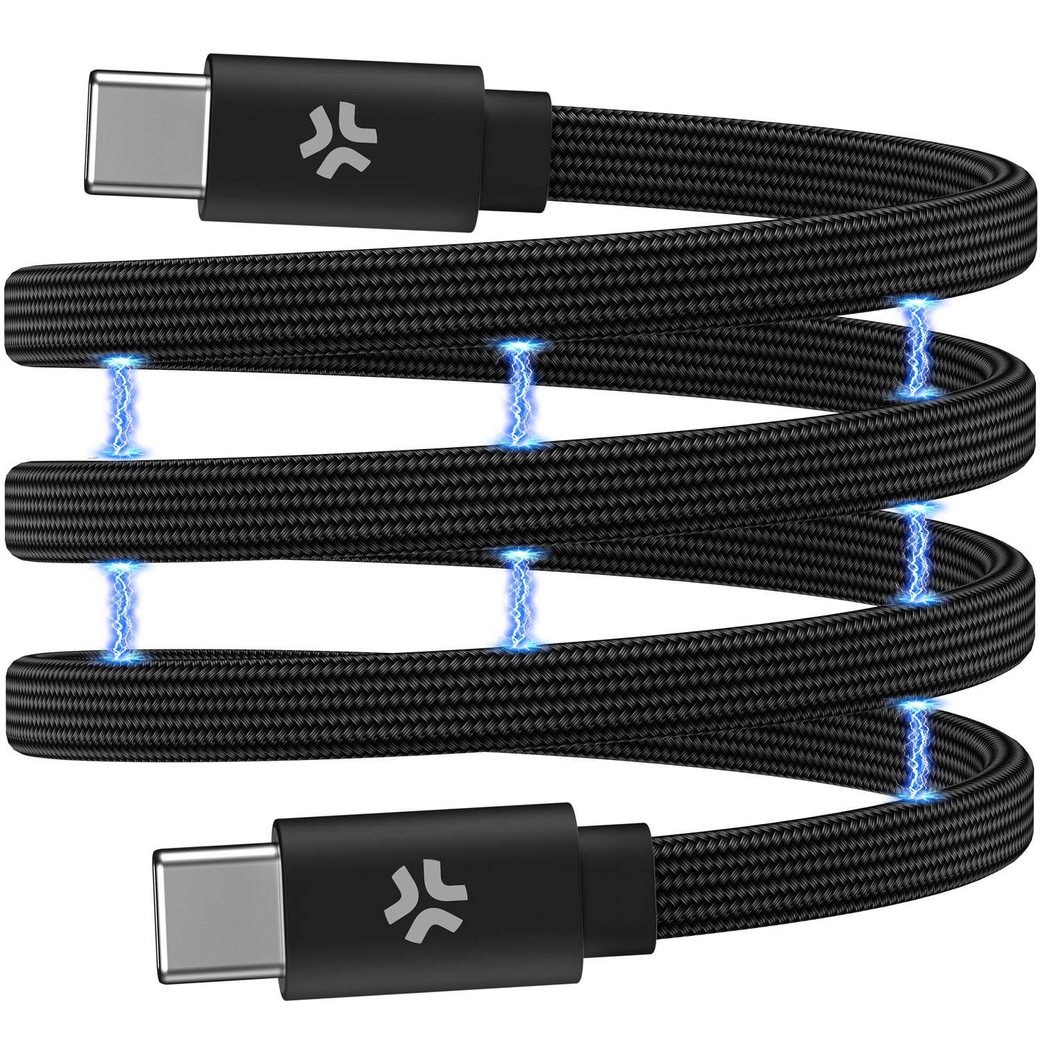USB-C To USB-C Cable 60W, Magnetic Braided Flat 2m