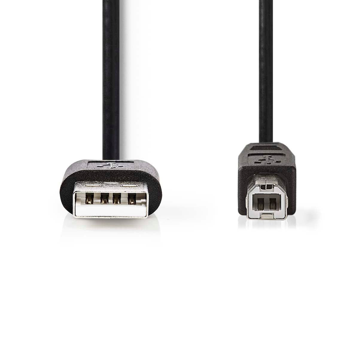 USB Cable | USB 2.0 | USB-A Male | USB-B Male | 480 Mbps | Nickel Plated | 2.00 m | Round | PVC | Black | Label