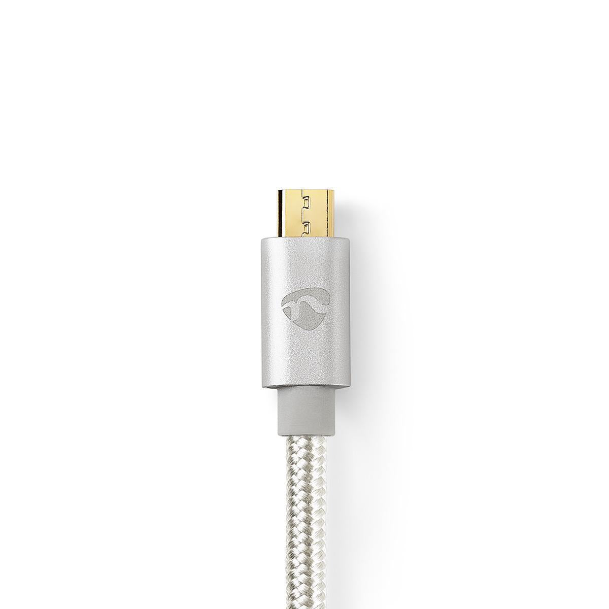 USB Cable | USB 2.0 | USB-A Male | USB Micro-B Male | 15 W | 480 Mbps | Gold Plated | 2.00 m | Round | Braided / Nylon | Aluminium | Cover Window Box