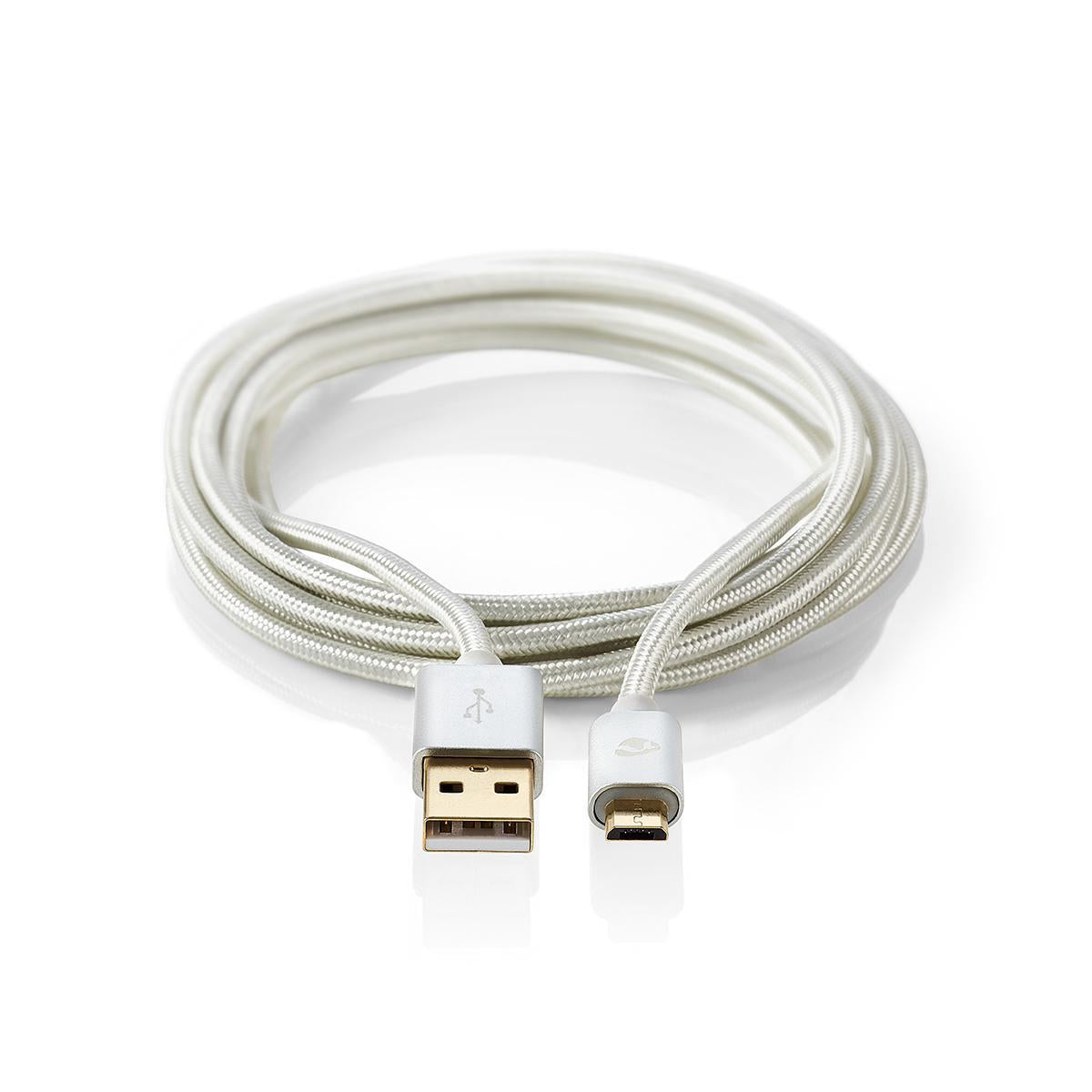 USB Cable | USB 2.0 | USB-A Male | USB Micro-B Male | 15 W | 480 Mbps | Gold Plated | 2.00 m | Round | Braided / Nylon | Aluminium | Cover Window Box
