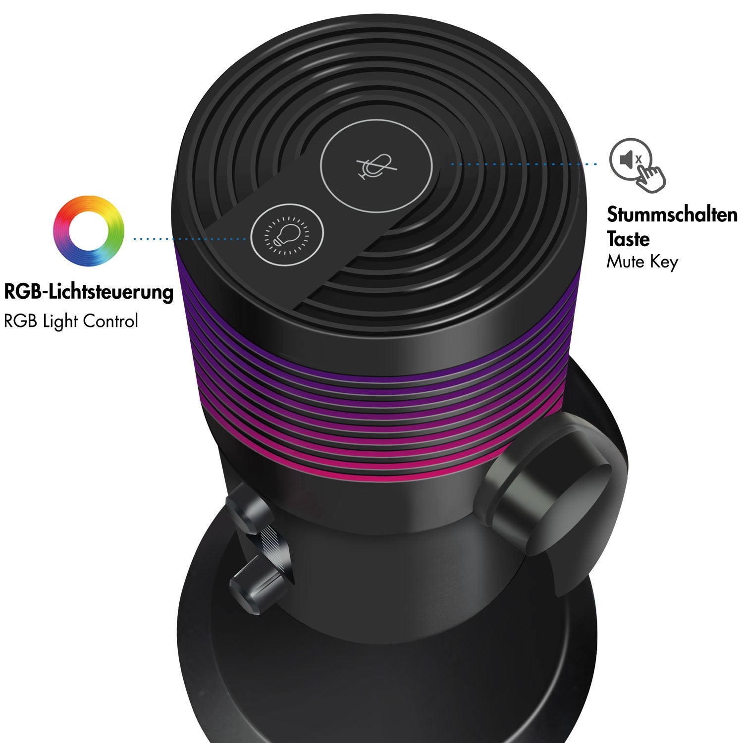 USB Cardioid Microphone with RGB Lighting, 192kHz/24-Bit