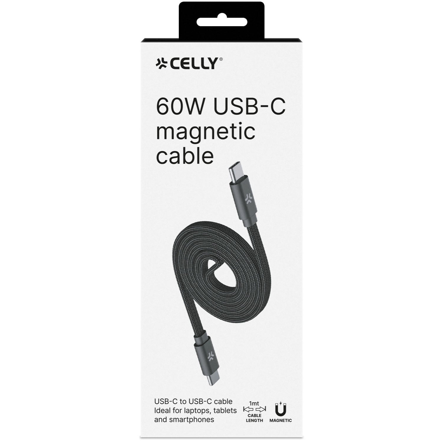 USB-C to USB-C Cable 60W, Magnetic Braided, 1m Black