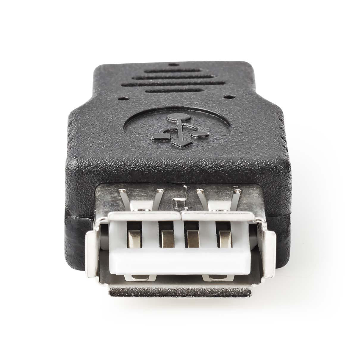 USB Micro-B Adapter | USB 2.0 | USB Micro-B Male | USB-A Female | 480 Mbps | Nickel Plated | PVC | Black | Blisters