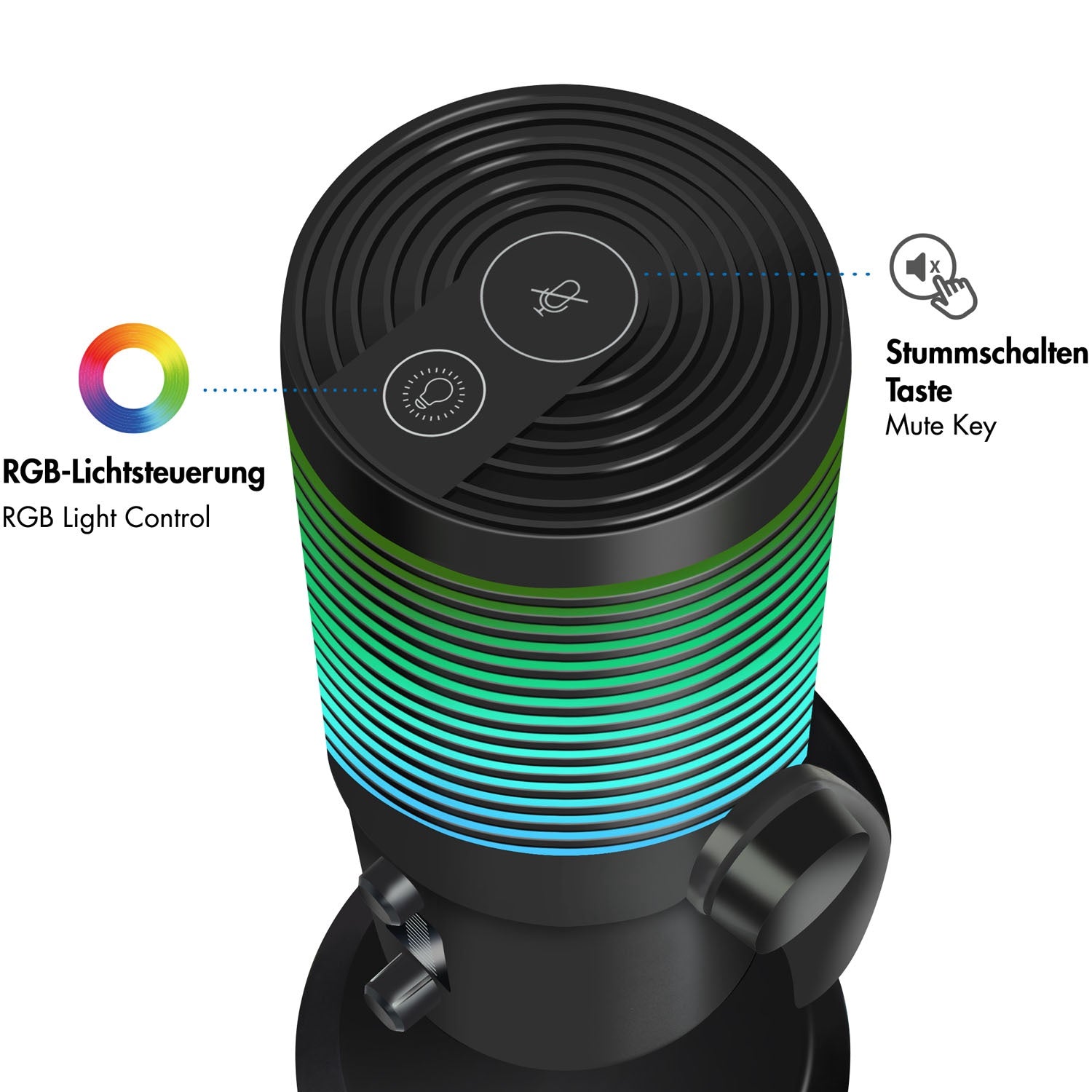 USB Microphone, Cardioid/Omnidirectional, RGB Lighting