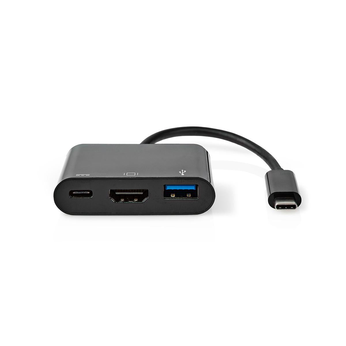 USB Multi-Port Adapter | USB 3.1 | USB-C™ Male | HDMI™ Output / USB-A Female / USB-C™ Female | 5 Gbps | 0.20 m | Round | Nickel Plated | PVC | Black | Tag