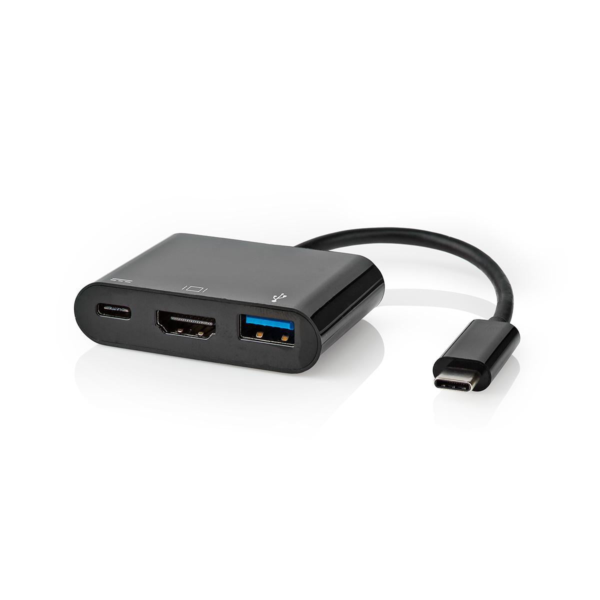 USB Multi-Port Adapter | USB 3.1 | USB-C™ Male | HDMI™ Output / USB-A Female / USB-C™ Female | 5 Gbps | 0.20 m | Round | Nickel Plated | PVC | Black | Tag