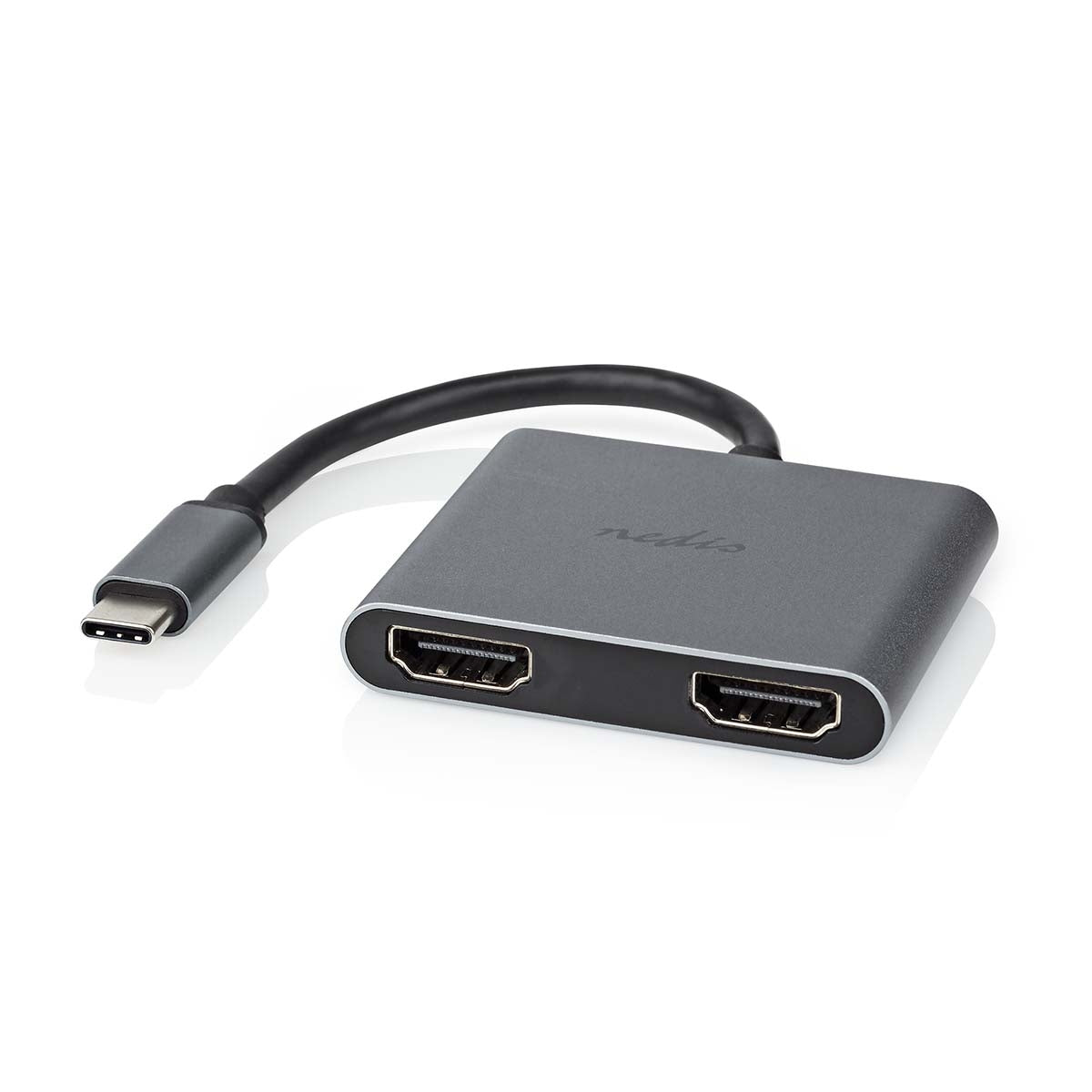 USB Multi-Port Adapter | USB 3.2 Gen 1 | USB-C™ Male | 2x HDMI™ | 0.10 m | Round | Nickel Plated | PVC | Black | Envelope