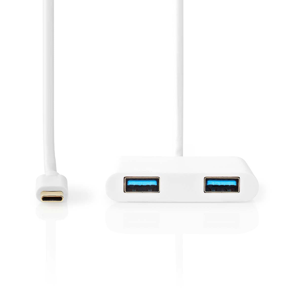 USB Multi-Port Adapter | USB 3.2 Gen 1 | USB-C™ Male | 2x USB-A | 1000 Mbps | 0.20 m | Round | Nickel Plated | PVC | White | Blisters