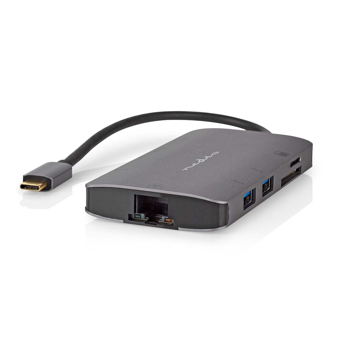USB Multi-Port Adapter | USB 3.2 Gen 1 | USB-C™ Male | HDMI™ Output / Micro SD / RJ45 Female / SD / USB-C™ Female / 3x USB-A Female | 5 Gbps | 0.20 m | Round | Gold Plated | PVC | Anthracite | Box