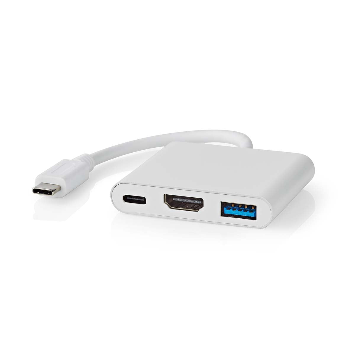 USB Multi-Port Adapter | USB 3.2 Gen 1 | USB-C™ Male | HDMI™ Output / USB-A Female / USB-C™ Female | 5 Gbps | 0.10 m | Round | Nickel Plated | PVC | White | Box