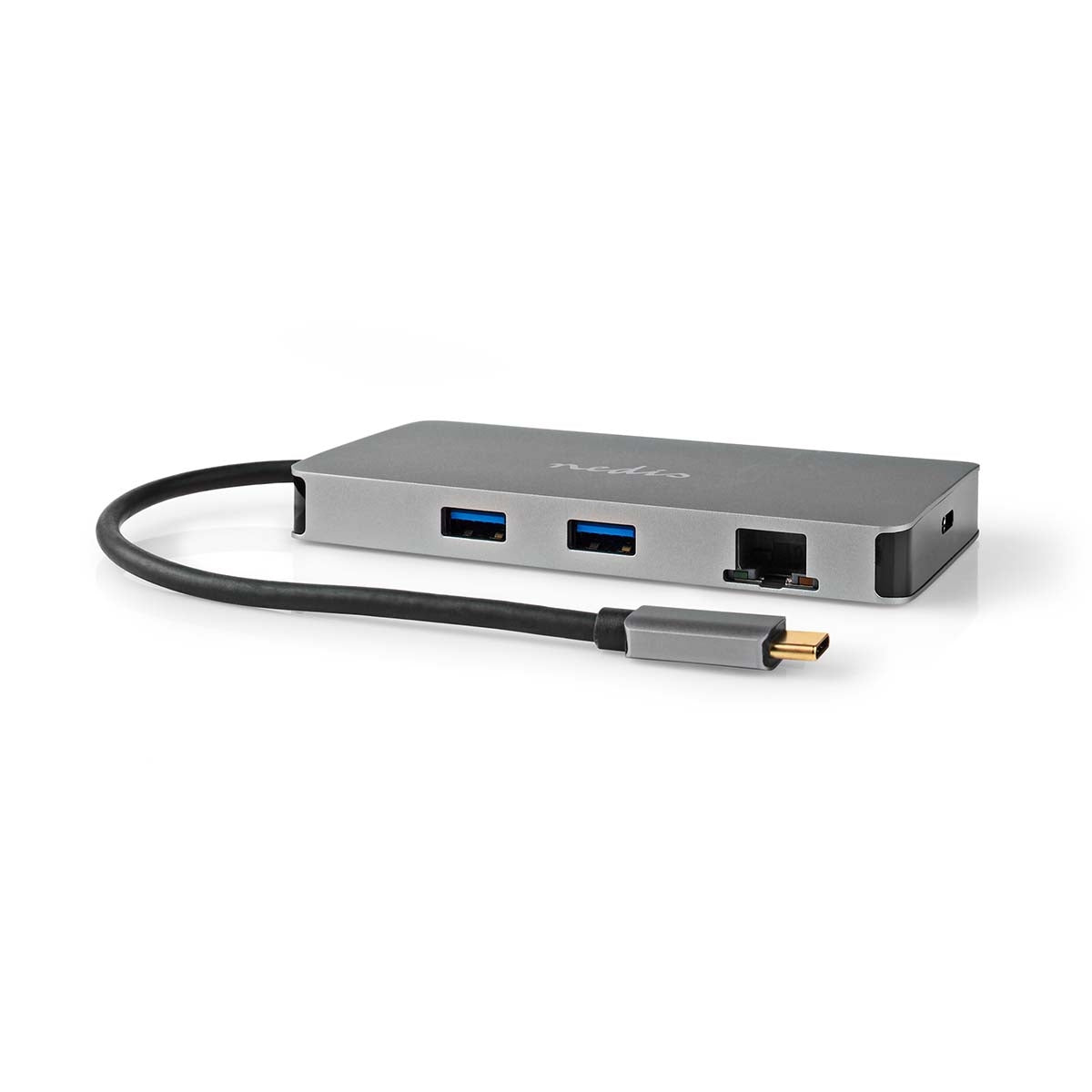 USB Multi-Port Adapter | USB 3.2 Gen 1 | USB-C™ Male | Micro SD / RJ45 Female / SD / USB-C™ Female / 2x HDMI™ / 2x USB-A Female | 5 Gbps | 0.20 m | Round | Gold Plated | PVC | Anthracite | Box