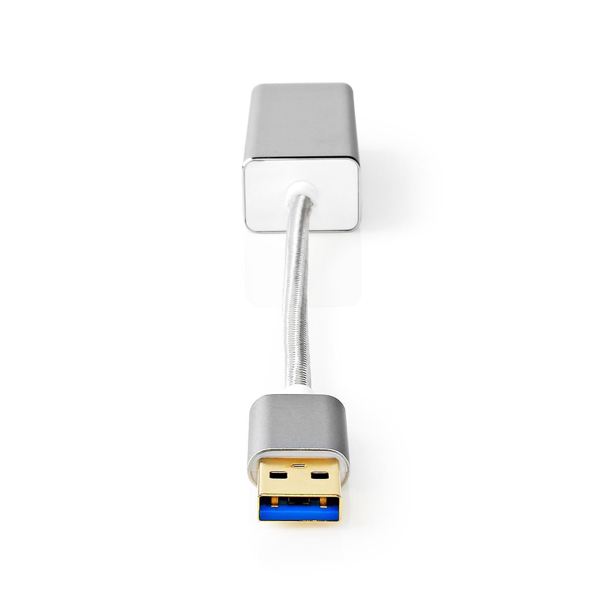 USB Network Card | USB 3.2 Gen 1 | 1 Gbps | USB-A Male | RJ45 Female | 0.20 m | Round | Gold Plated | Bare Copper | Silver | Carton with covered window