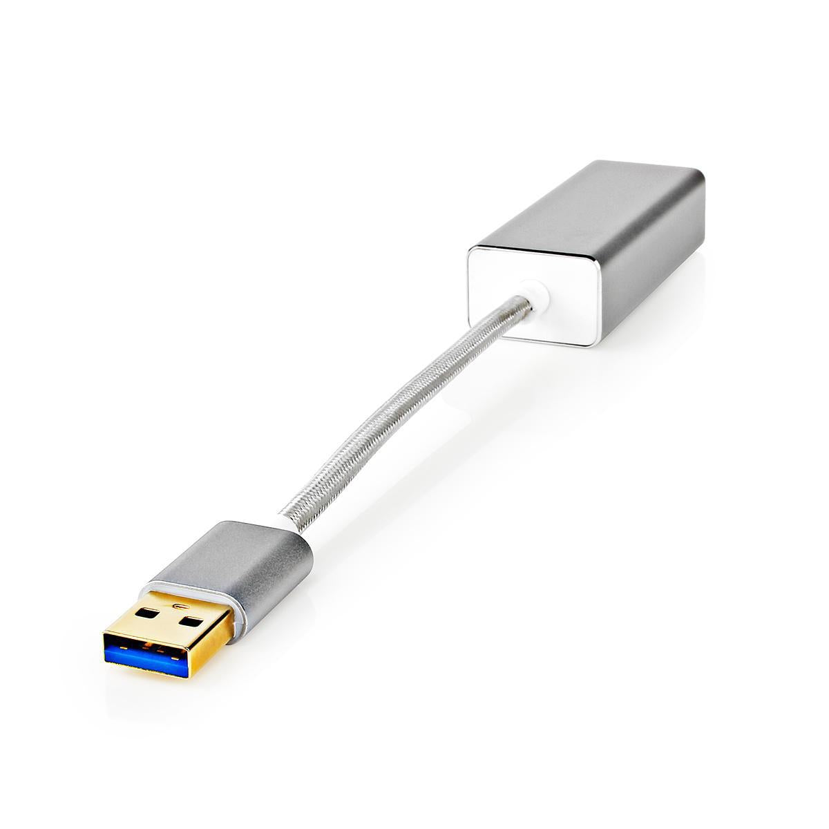 USB Network Card | USB 3.2 Gen 1 | 1 Gbps | USB-A Male | RJ45 Female | 0.20 m | Round | Gold Plated | Bare Copper | Silver | Carton with covered window