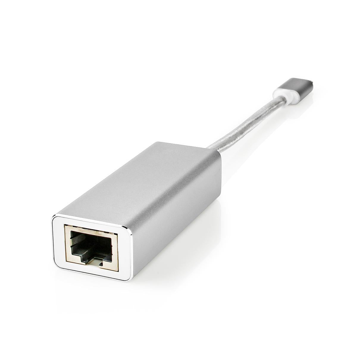 USB Network Card | USB 3.2 Gen 1 | 1 Gbps | USB-C™ Male | RJ45 Female | 0.20 m | Round | Gold Plated | Tinned Copper | Silver | Carton with covered window